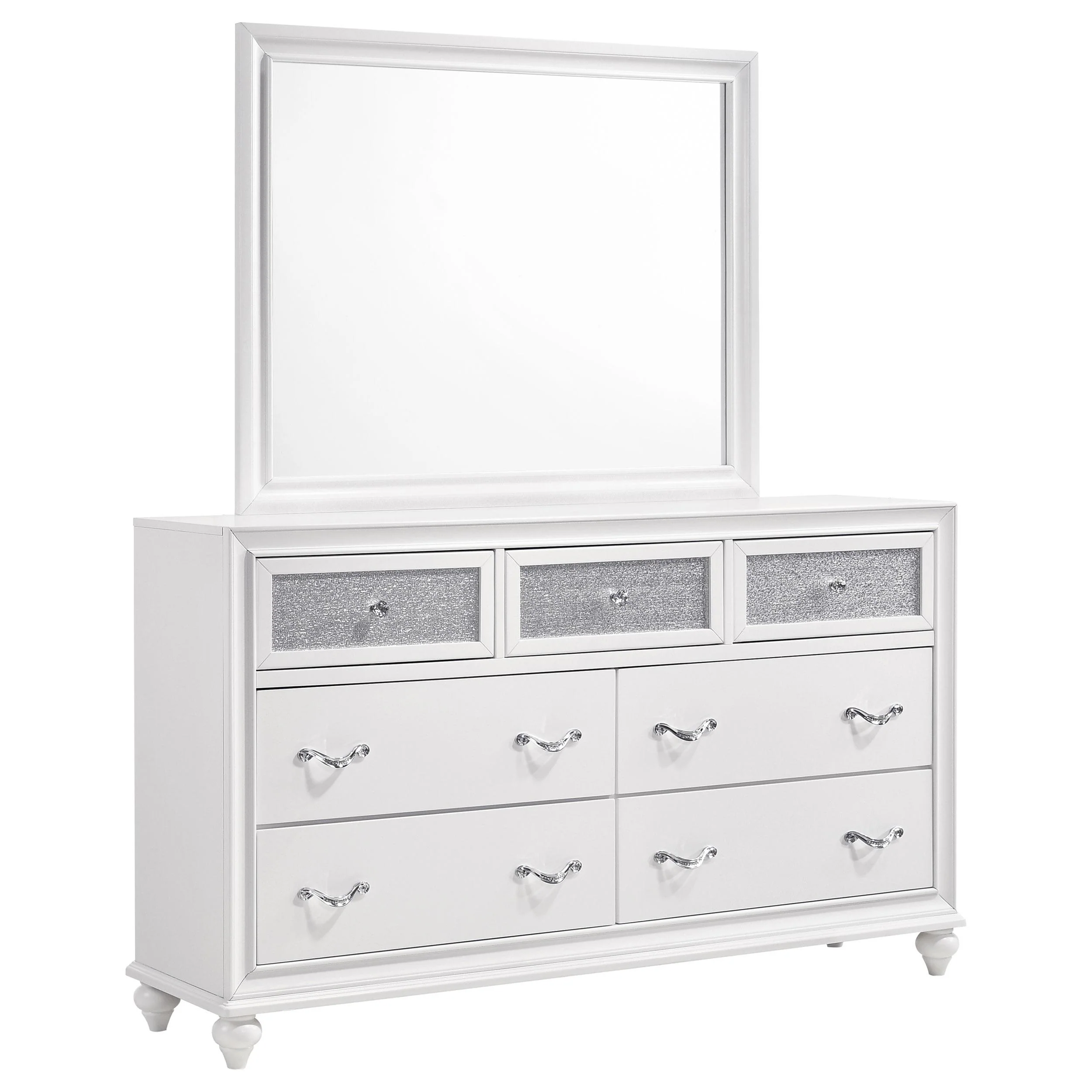 Coaster Furniture Barzini 205893M 7-Drawer Dresser with Mirror - White - Image 1