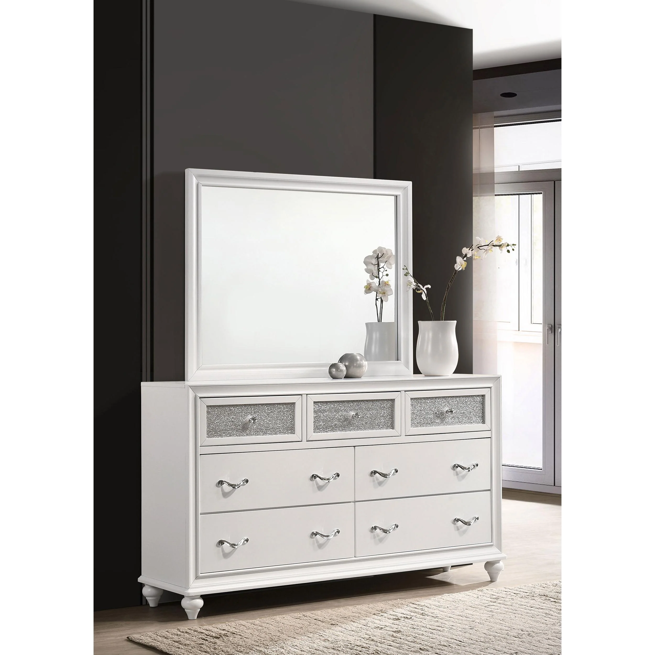 Coaster Furniture Barzini 205893M 7-Drawer Dresser with Mirror - White - Image 2