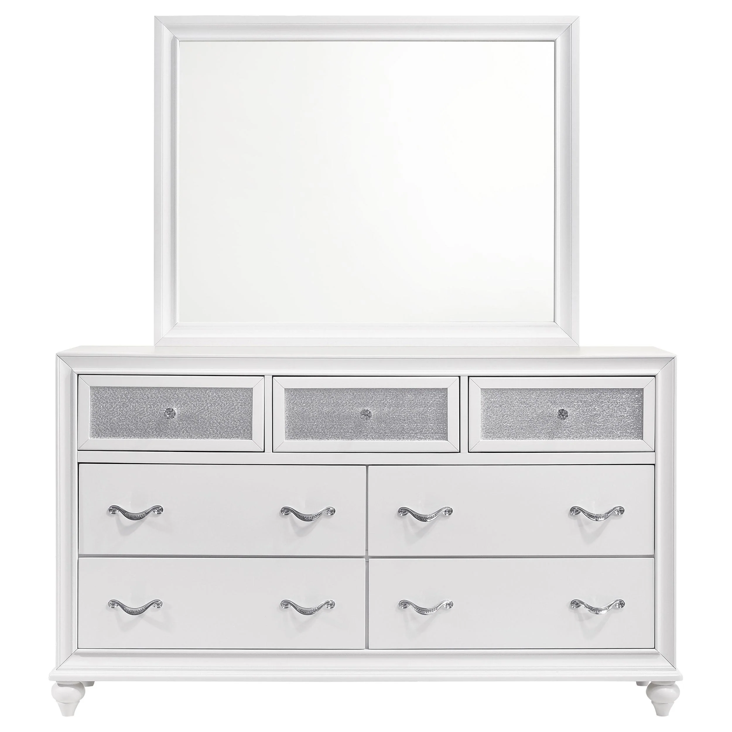 Coaster Furniture Barzini 205893M 7-Drawer Dresser with Mirror - White - Image 3