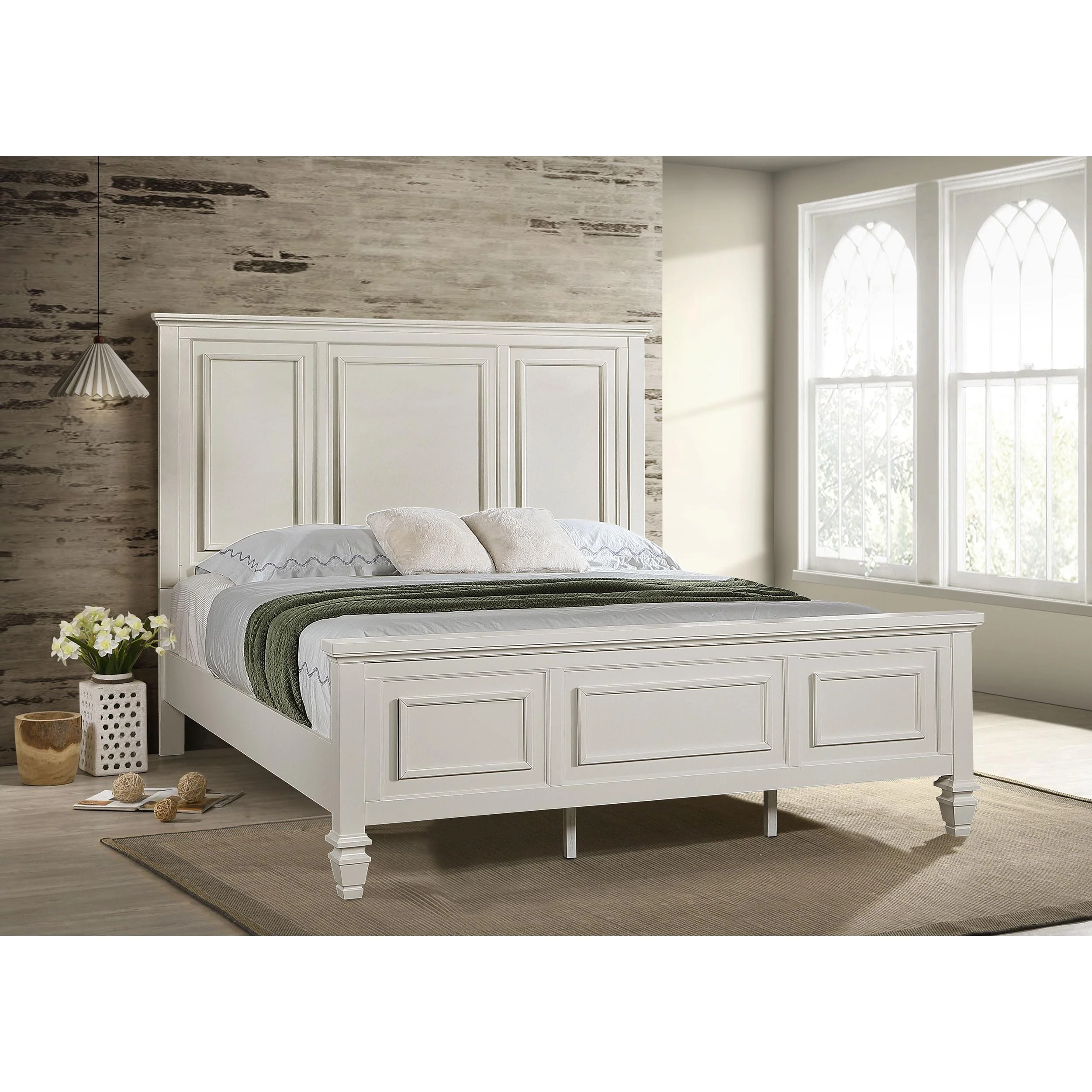 Coaster Furniture Sandy Beach 201301KWN 63-inch California King Panel Bed - Cream White - Image 2
