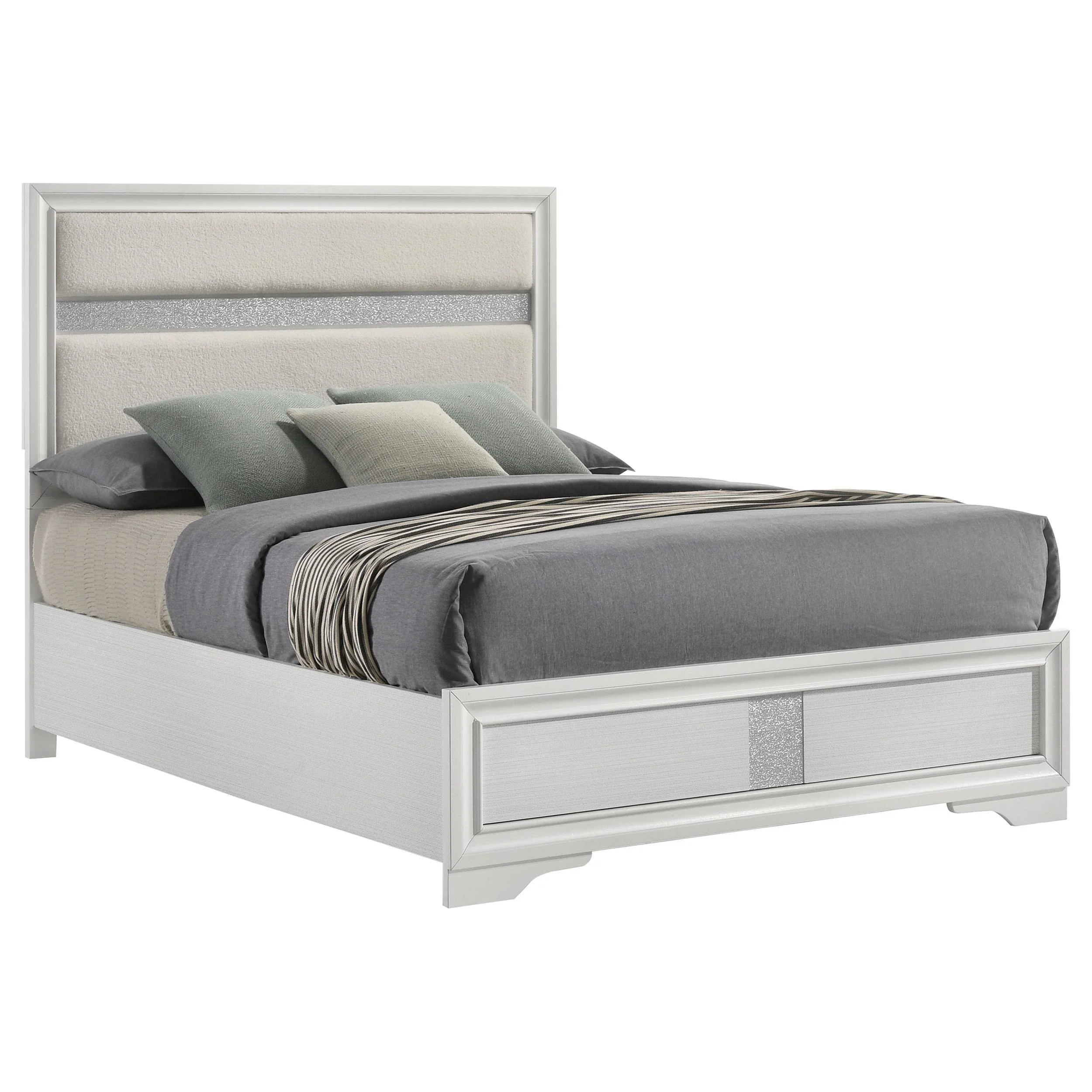 Coaster Furniture Miranda 205110Q 54-inch Upholstered Queen Panel Bed - White - Image 3