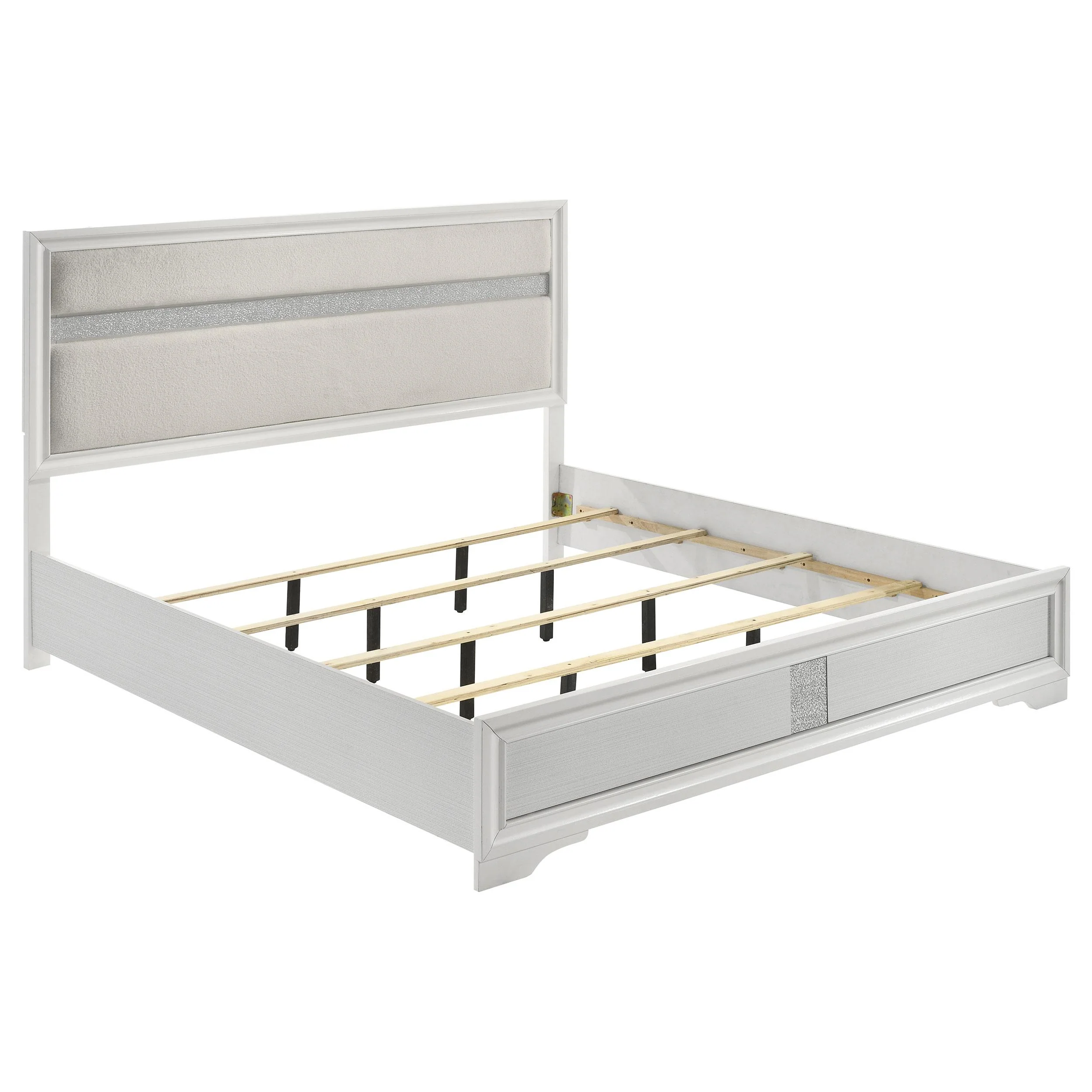 Coaster Furniture Miranda 205110KE 54-inch Upholstered Eastern King Panel Bed - White - Image 1