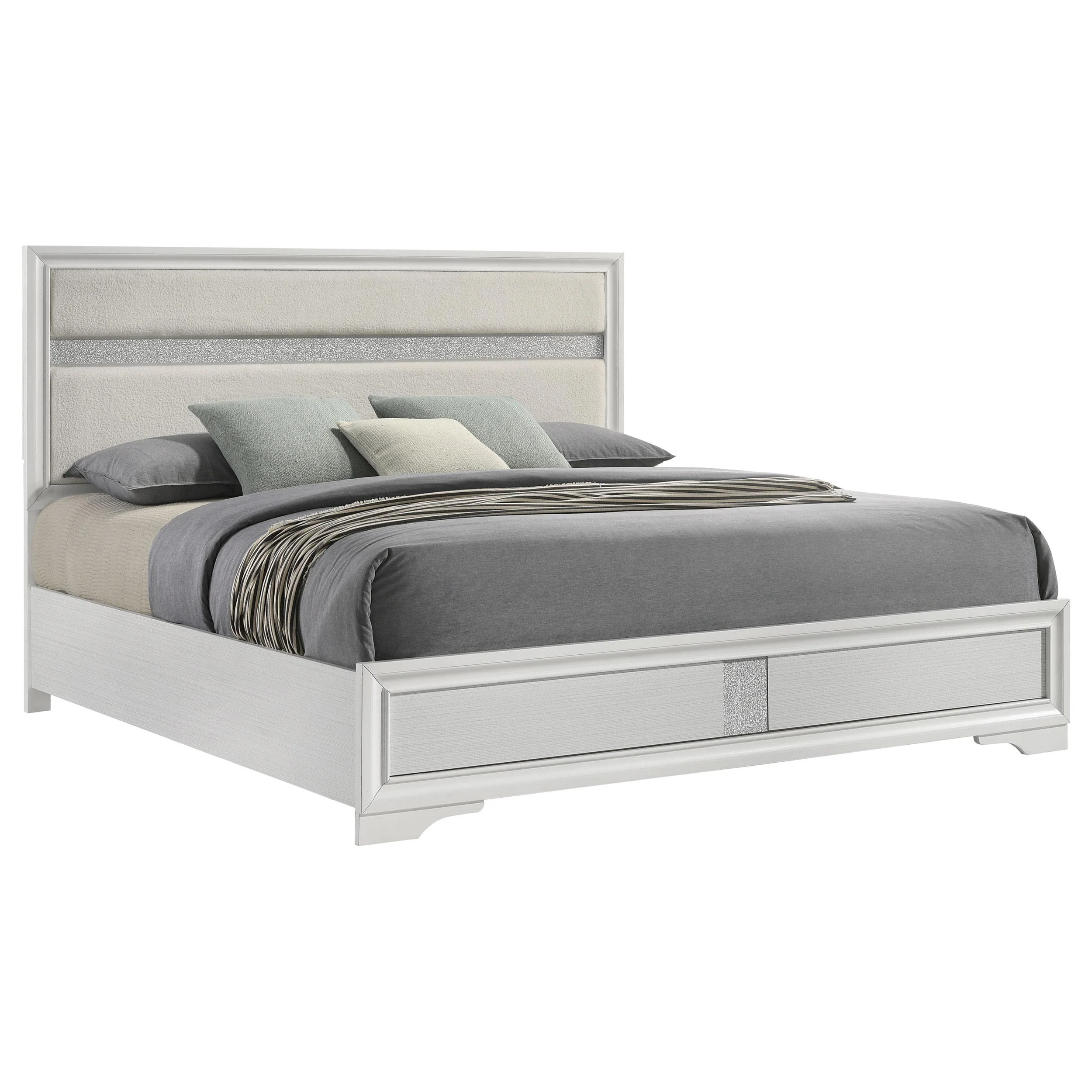 Coaster Furniture Miranda 205110KW 54-inch Upholstered California King Panel Bed - White - Image 3