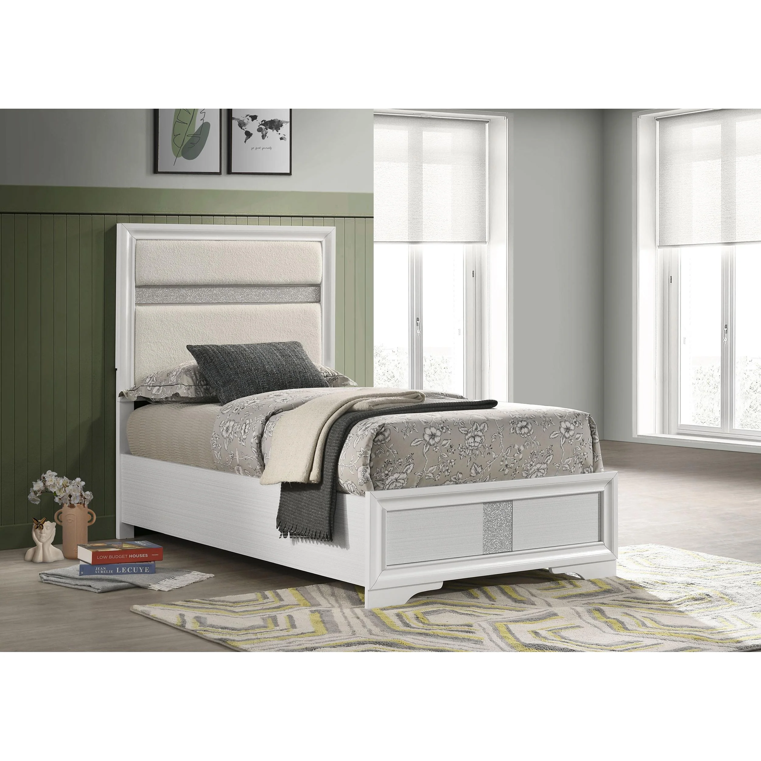Coaster Furniture Miranda 205110T 54-inch Upholstered Twin Panel Bed - White - Image 2
