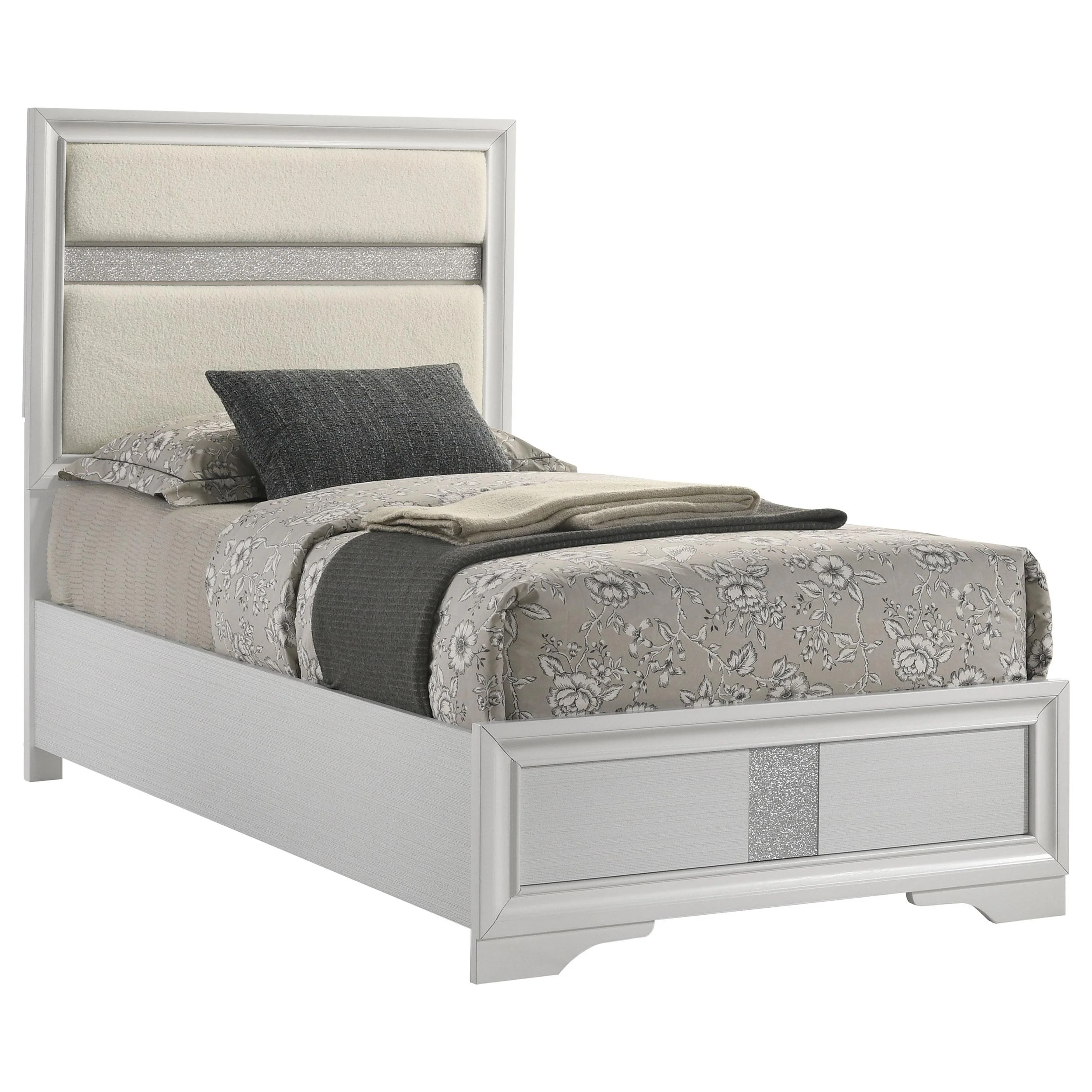 Coaster Furniture Miranda 205110T 54-inch Upholstered Twin Panel Bed - White - Image 3