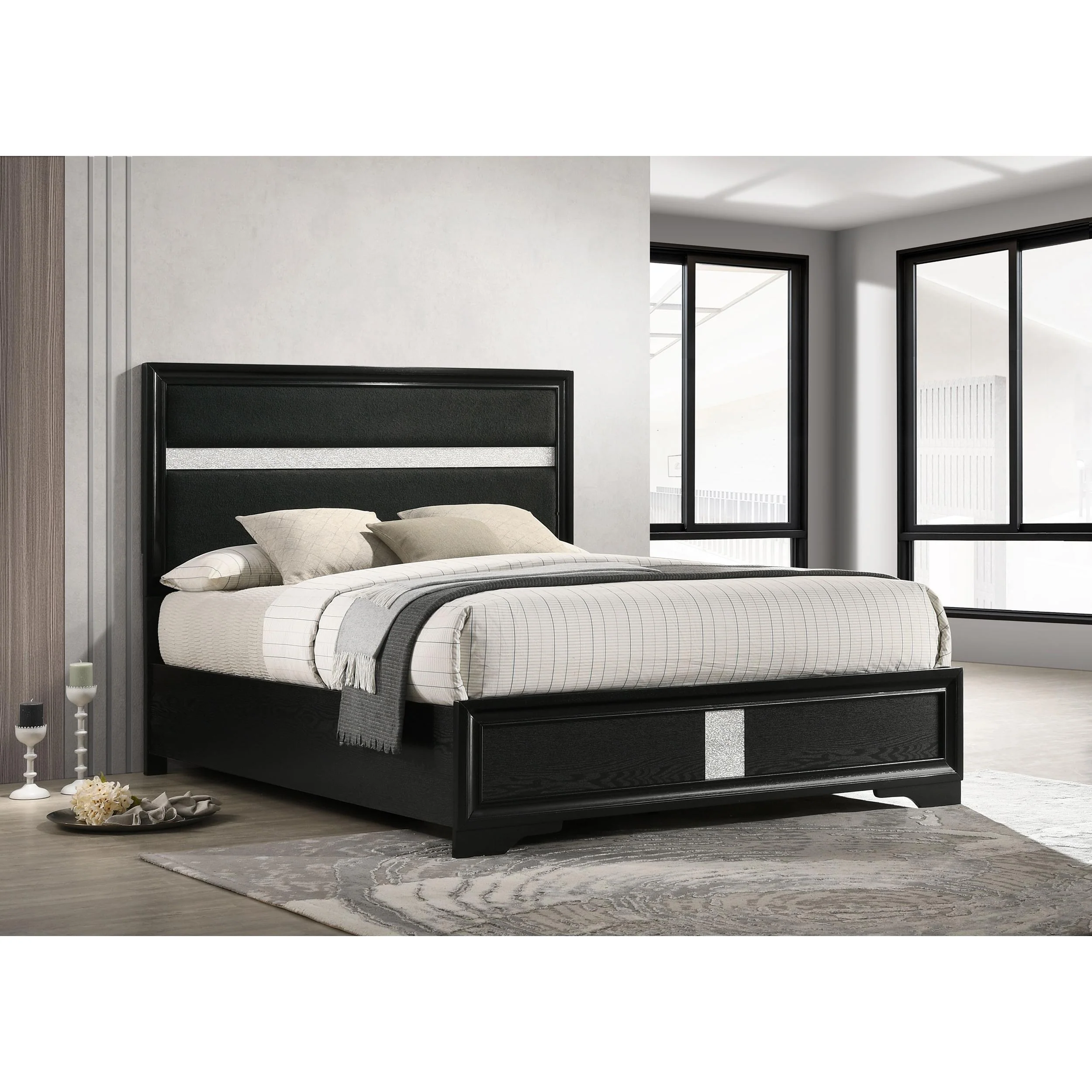 Coaster Furniture Miranda 206360Q 54-inch Upholstered Queen Panel Bed - Black - Image 2
