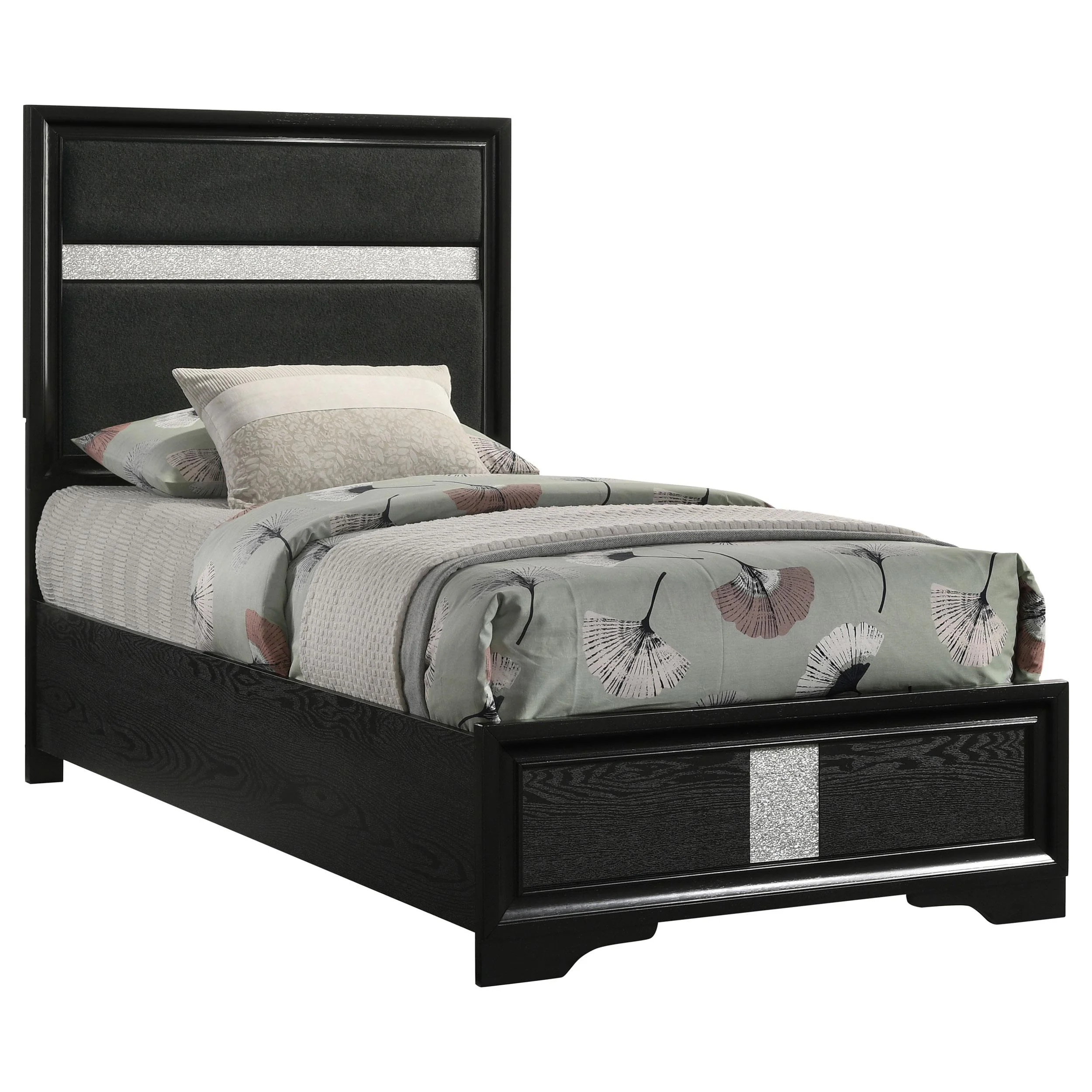 Coaster Furniture Miranda 206360T 54-inch Upholstered Twin Panel Bed - Black - Image 3