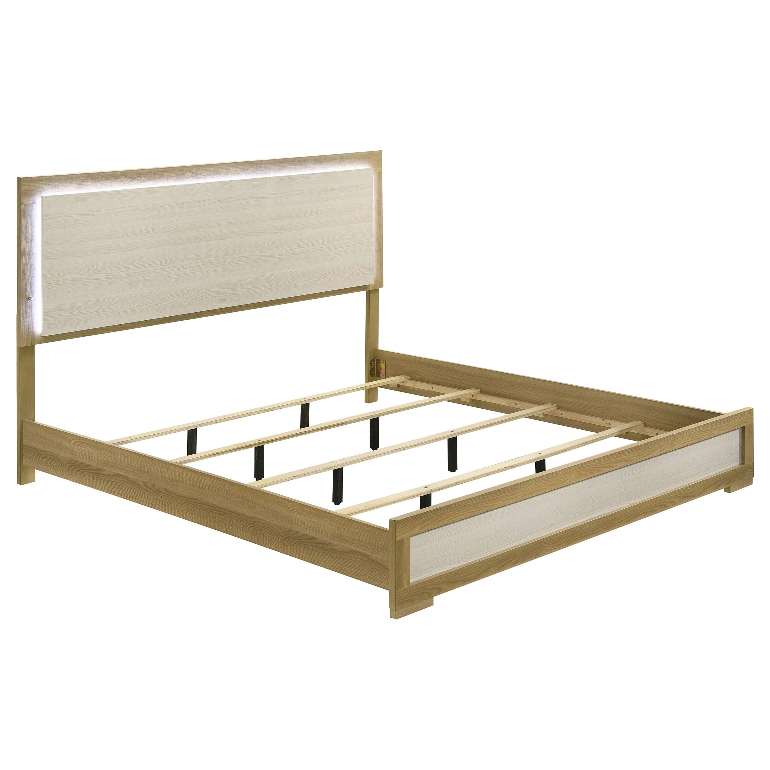 Coaster Furniture Hyland 215651KE Eastern King Panel Bed LED Headboard - Natural - Image 1