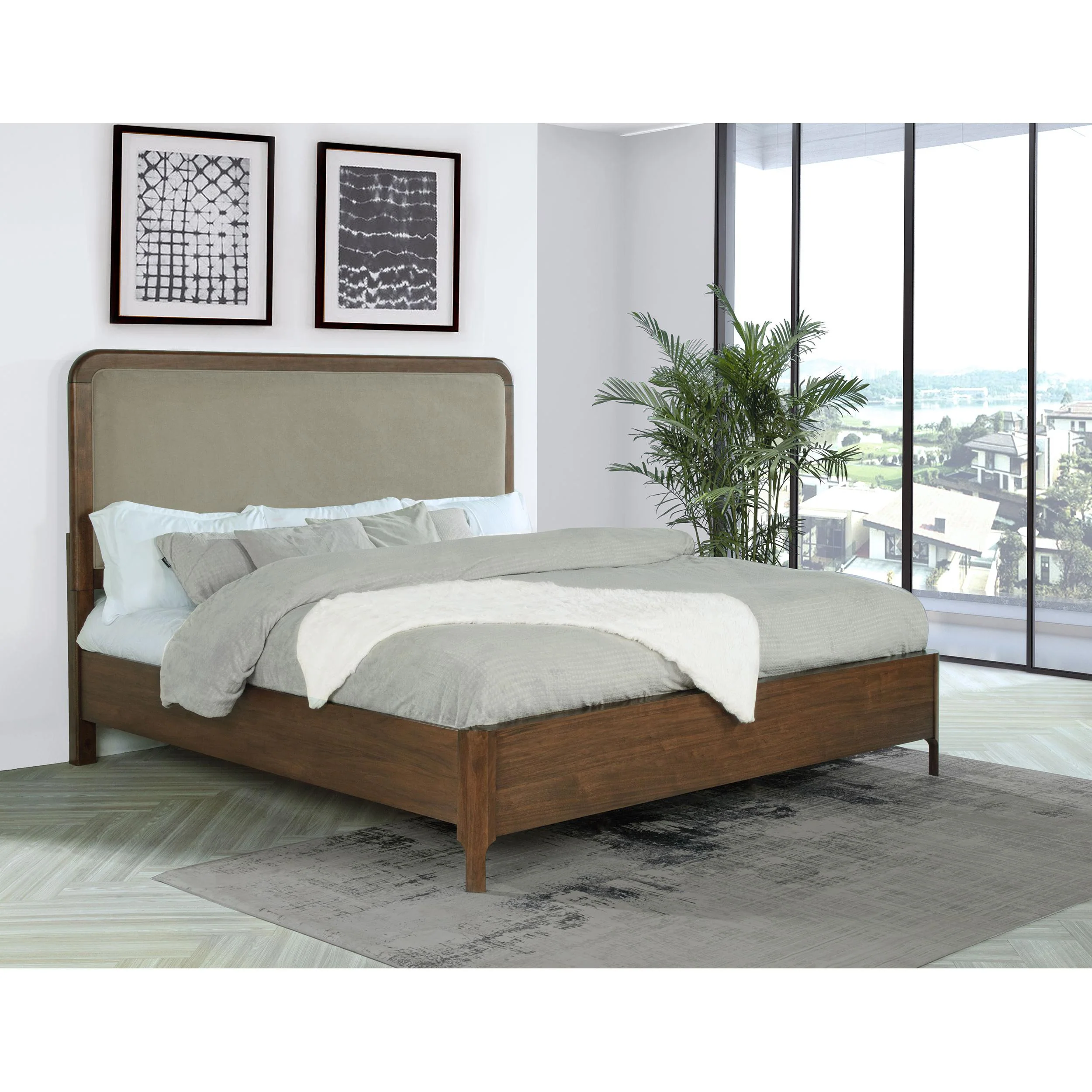 Coaster Furniture Maderia 223321Q 57-inch Upholstered Queen Panel Bed - Walnut - Image 2