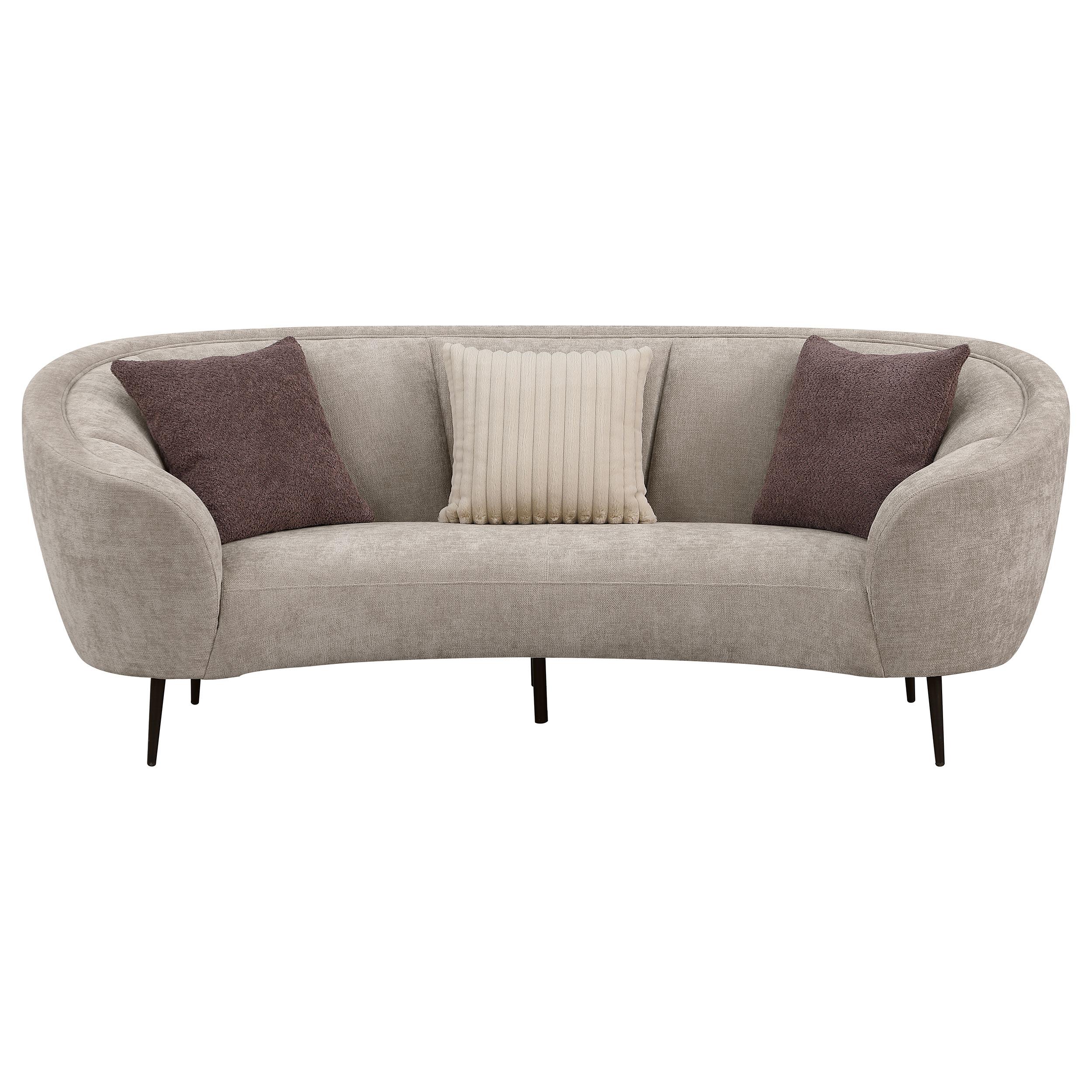 Coaster Furniture Ellorie 504837 Upholstered Channel Back Curved Sofa - Beige - Image 2