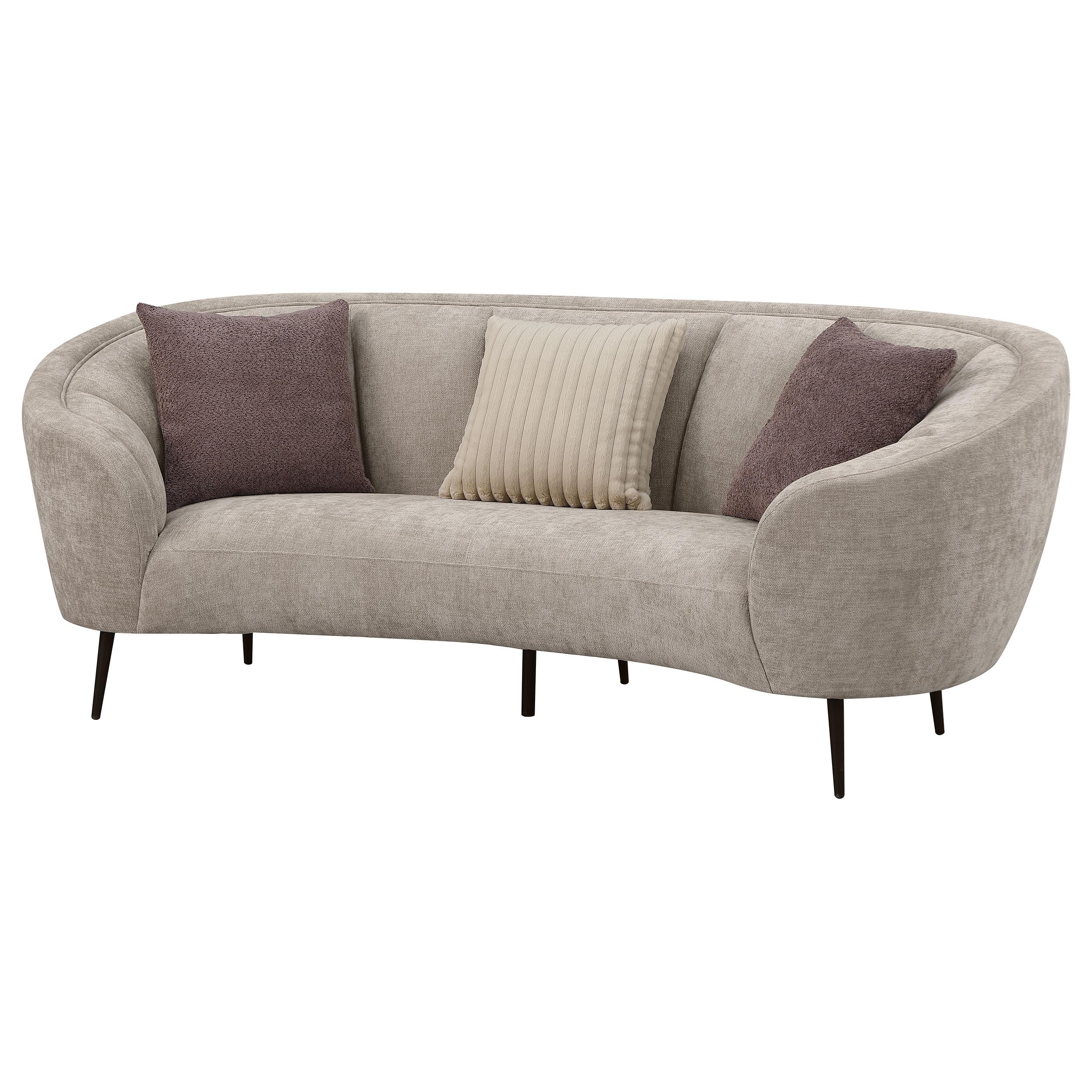 Coaster Furniture Ellorie 504837 Upholstered Channel Back Curved Sofa - Beige - Image 3