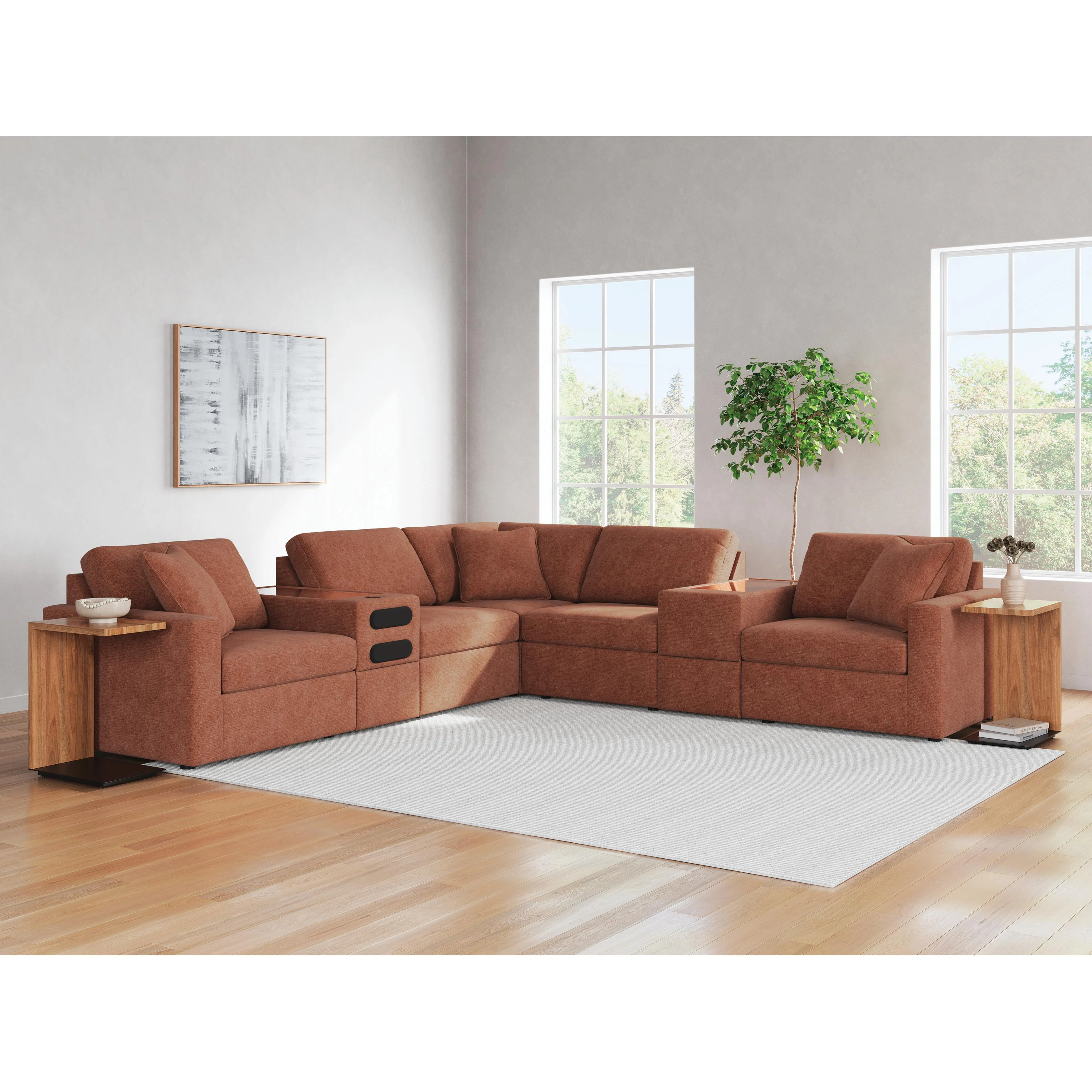 Signature Design by Ashley Modmax 92102S69 7 pc Balanced Sectional with Audio and Storage Consoles - Image 2