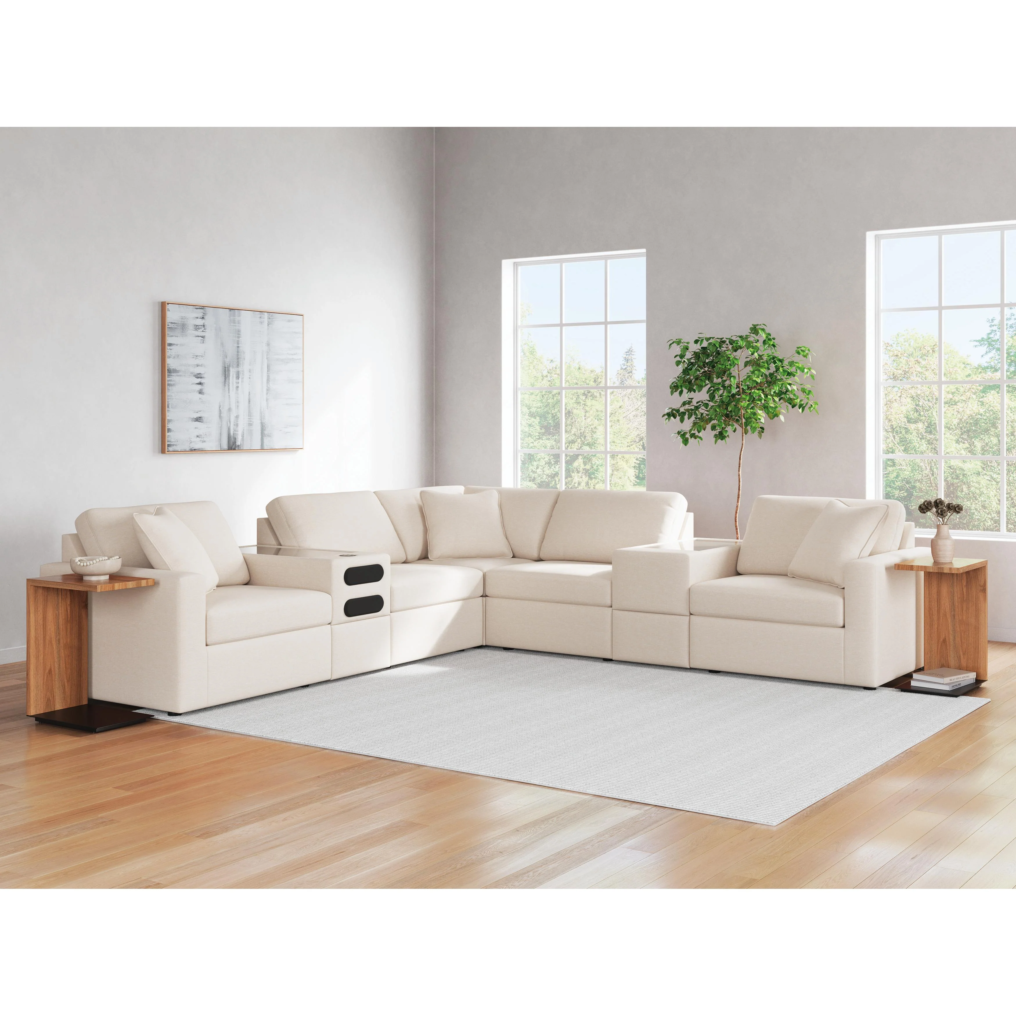 Signature Design by Ashley Modmax 92103S69 7 pc Balanced Sectional with Audio and Storage Consoles - Image 2