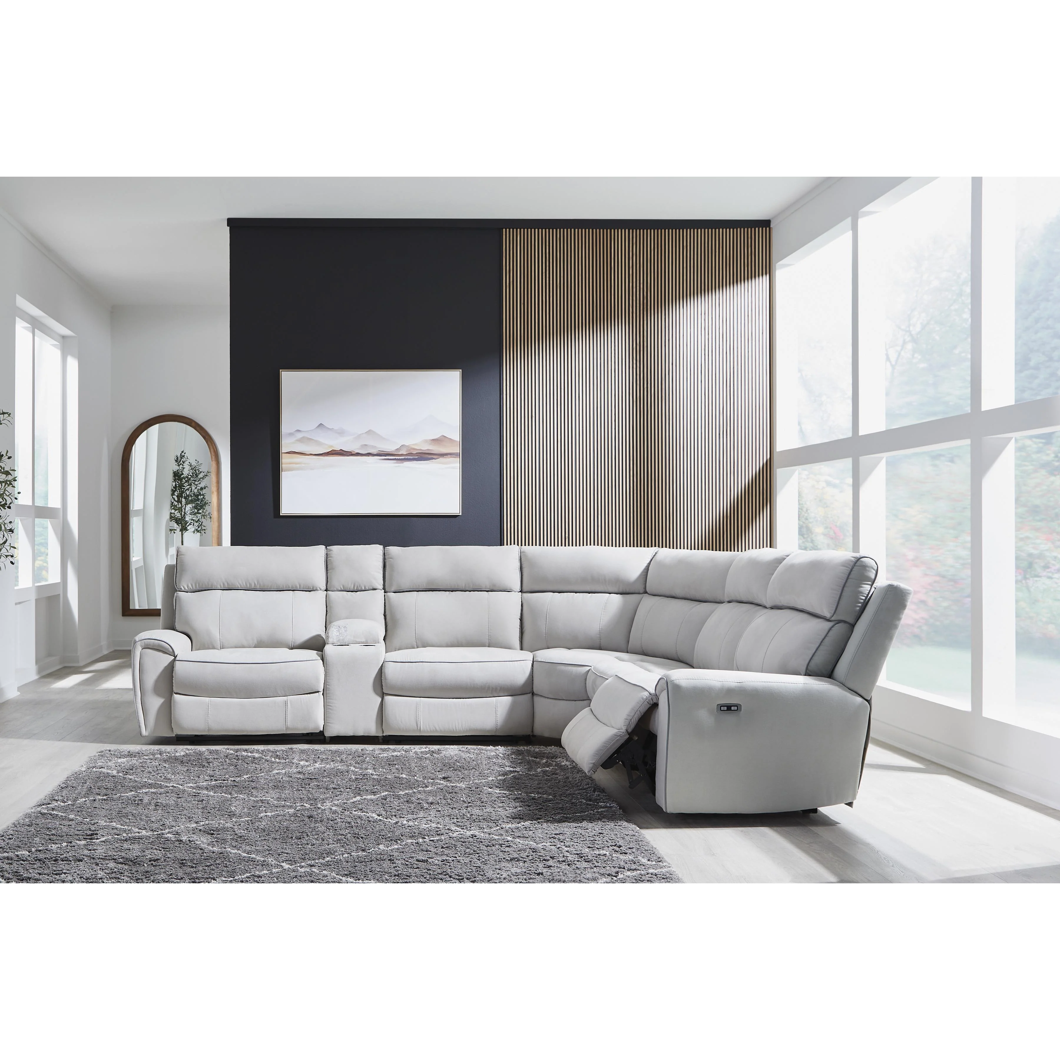 Signature Design by Ashley Social Pointe PC98802S36 6 pc Reclining Sectional with Storage Console - Image 2