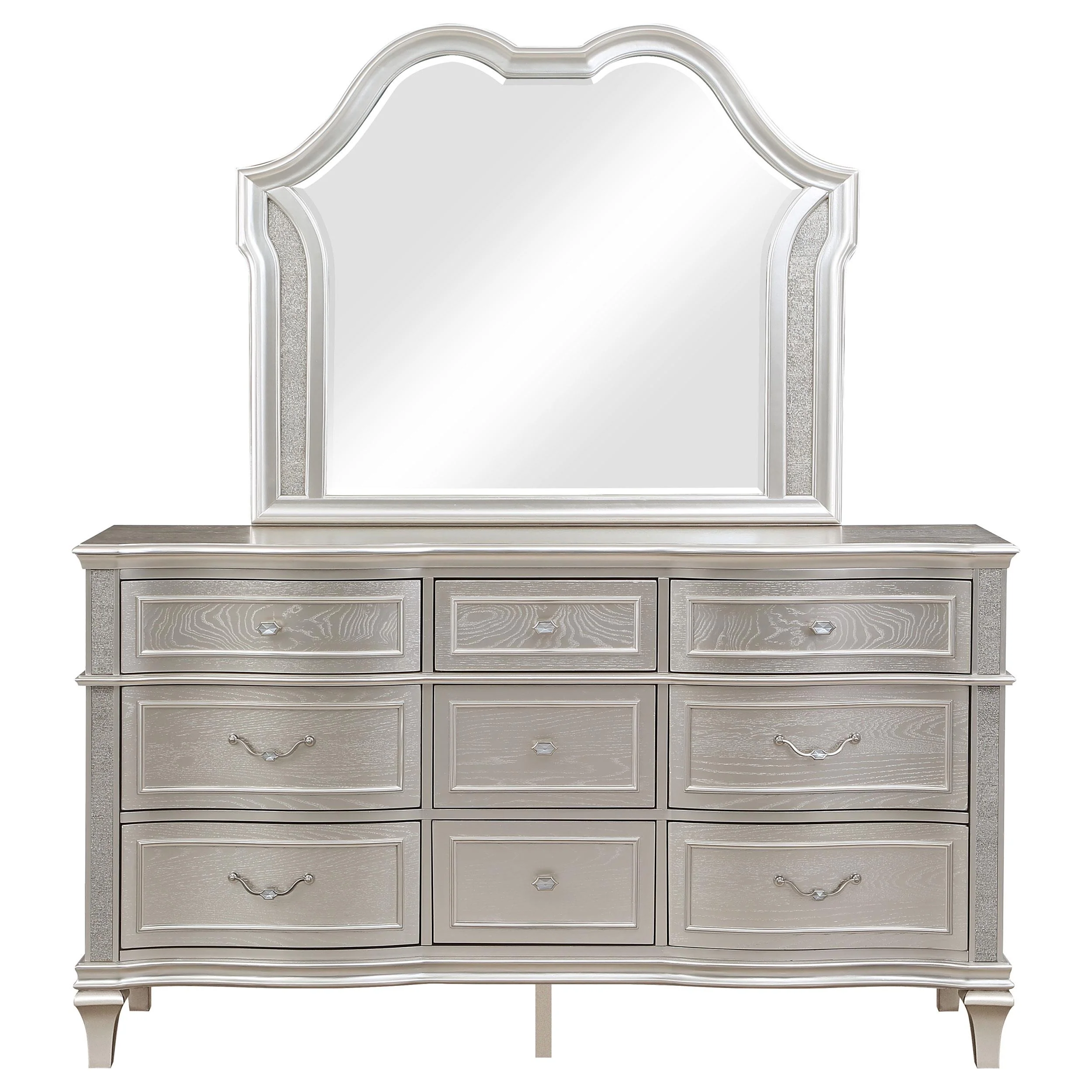 Coaster Furniture Evangeline 223393M 9-Drawer Dresser with Mirror - Silver Oak - Image 2