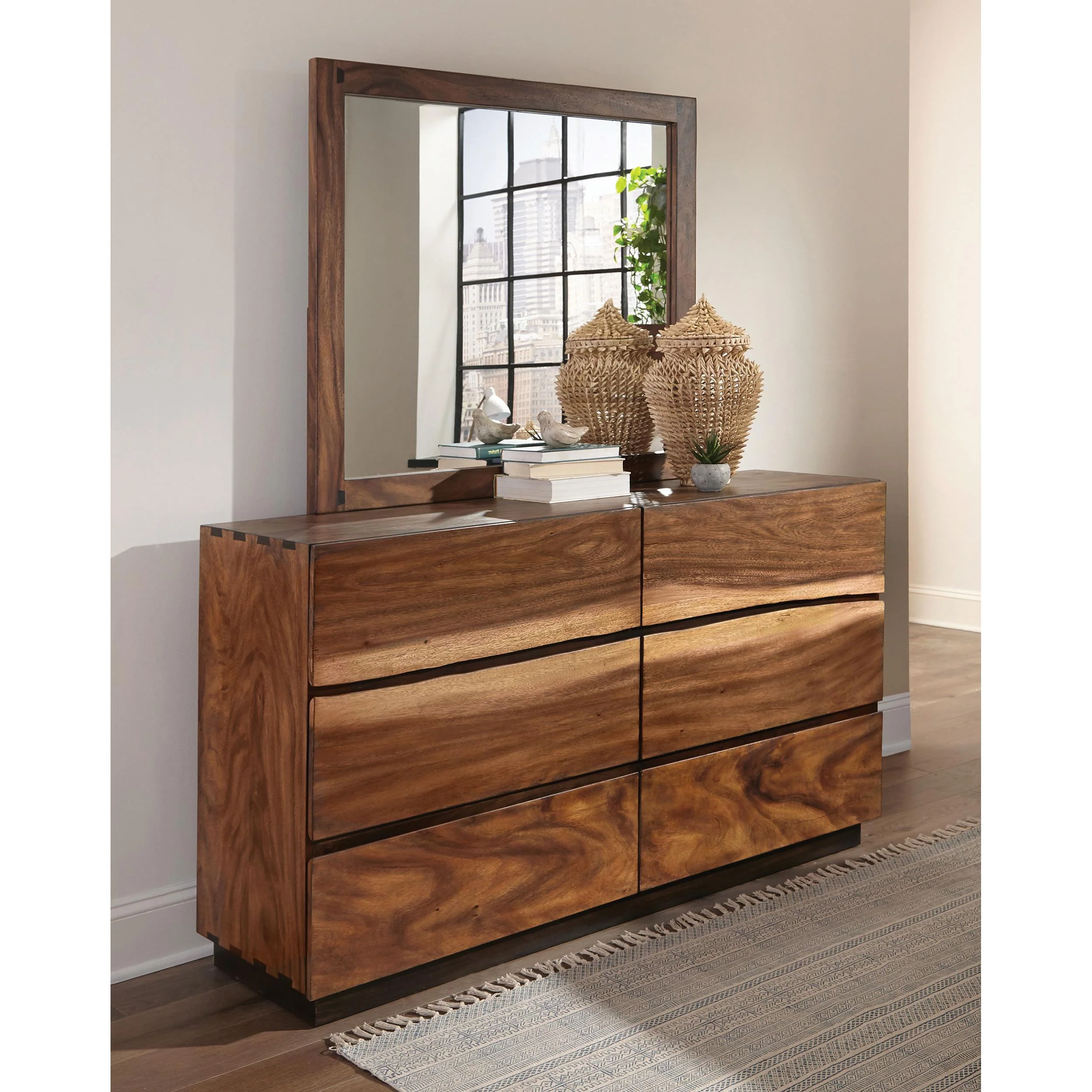 Coaster Furniture Winslow 223253M 6-Drawer Dresser with Mirror - Smokey Walnut - Image 2