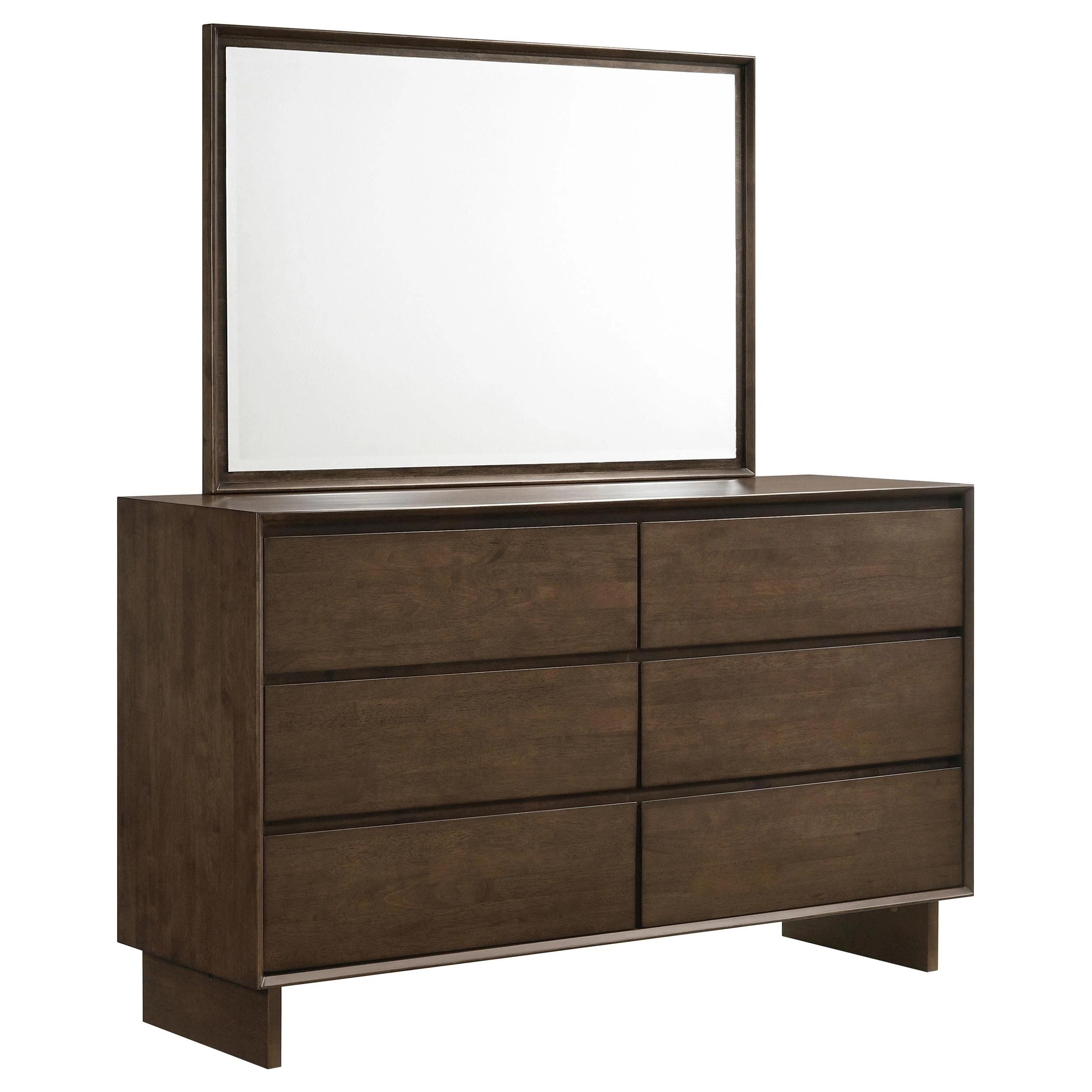Coaster Furniture Glenwood 225013M 6-Drawer Dresser and Mirror - Warm Brown - Image 1
