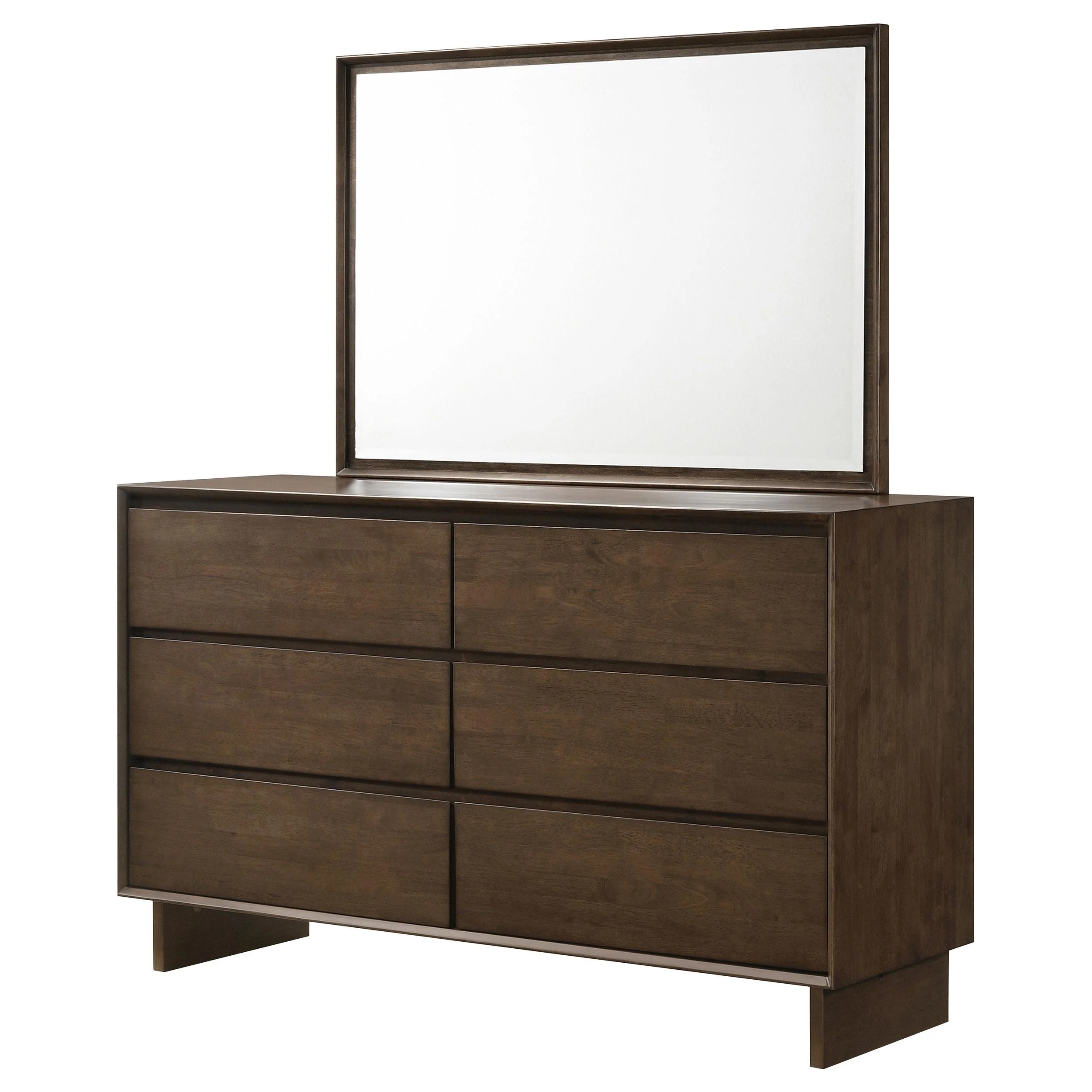 Coaster Furniture Glenwood 225013M 6-Drawer Dresser and Mirror - Warm Brown - Image 3