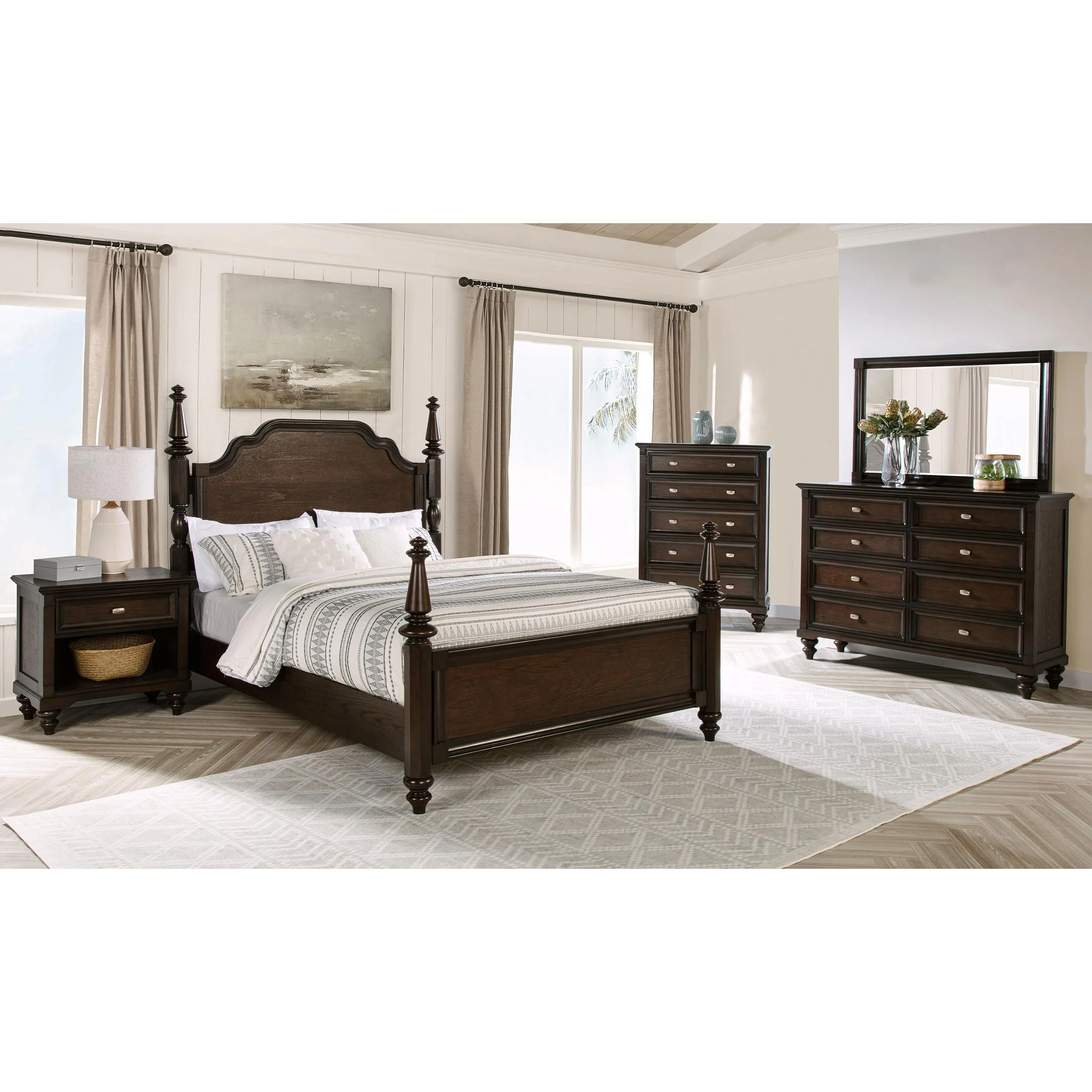 Coaster Furniture Andover 223631KW 63-inch Four Poster California King Bed - Dark Oak - Image 3