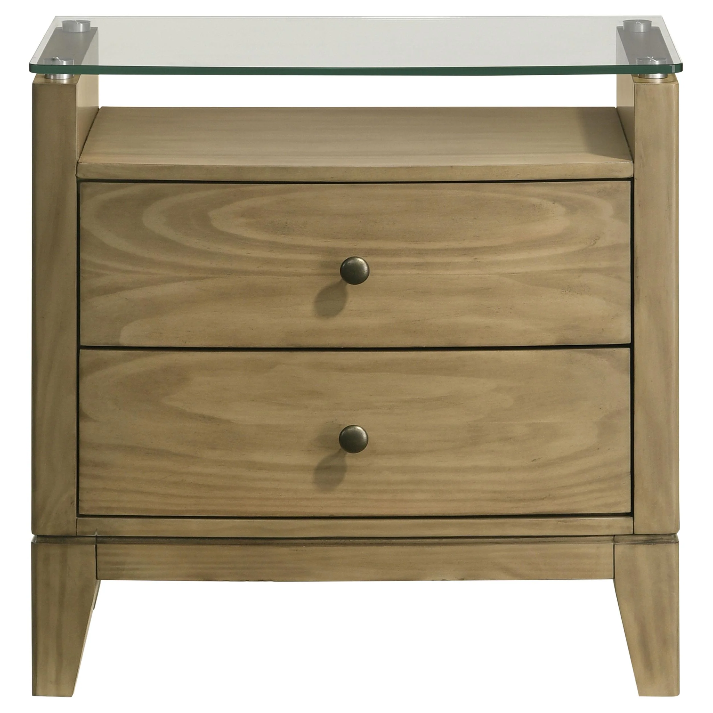 Coaster Furniture Granada 224922 2-Drawer Glass Top Nightstand - Natural Pine - Image 2