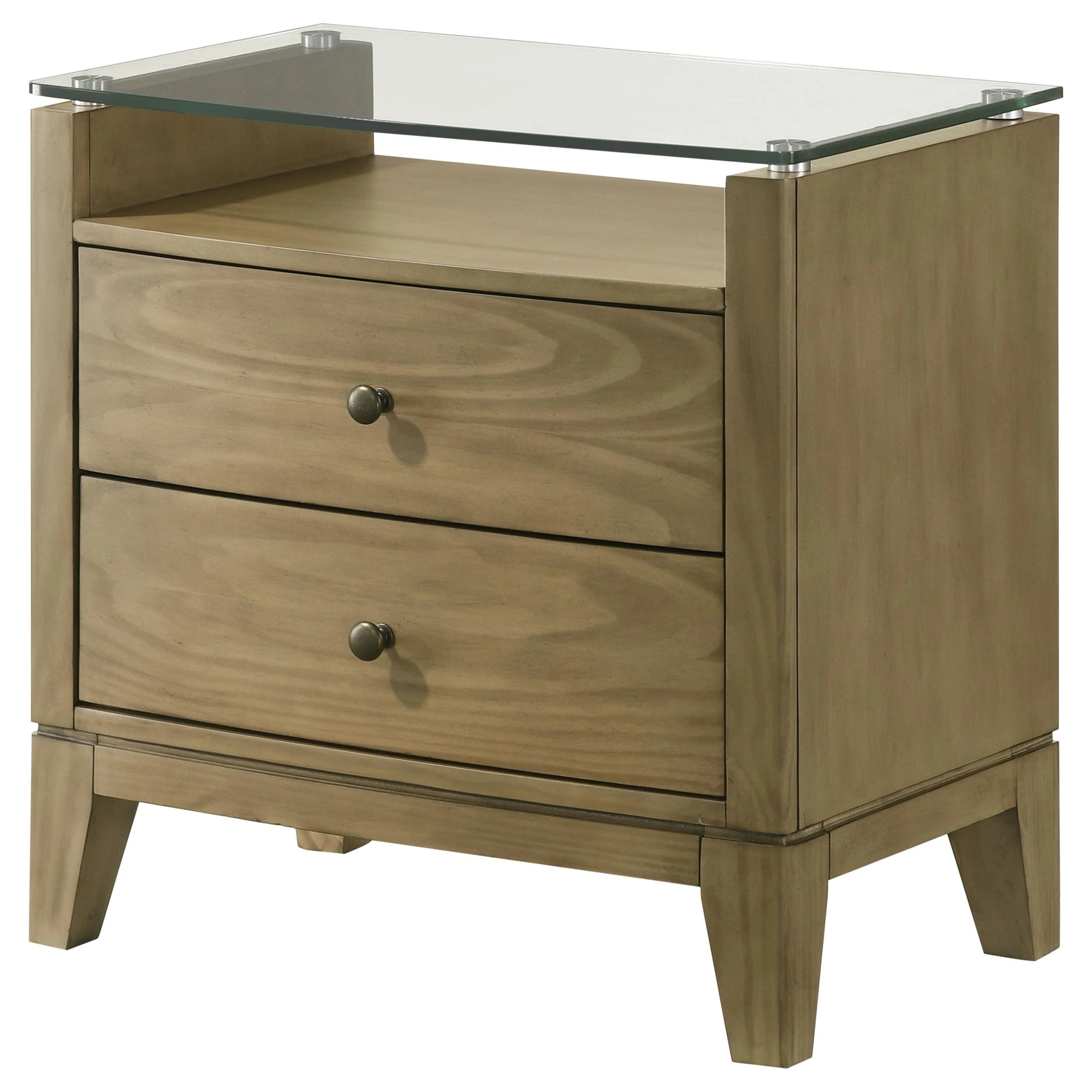 Coaster Furniture Granada 224922 2-Drawer Glass Top Nightstand - Natural Pine - Image 3