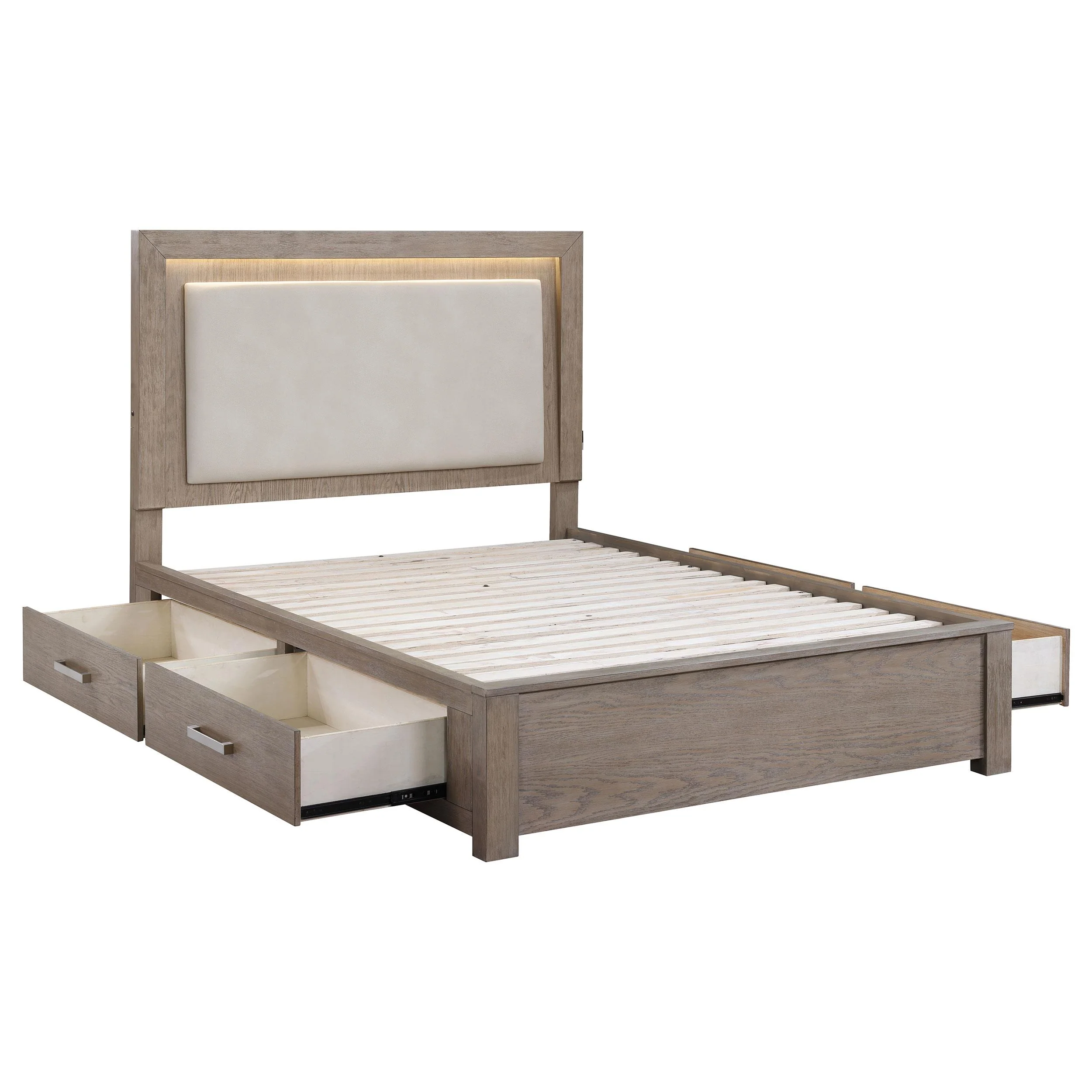 Coaster Furniture Kenora 224850Q 56-inch Queen LED Storage Bed - Barley Brown - Image 2