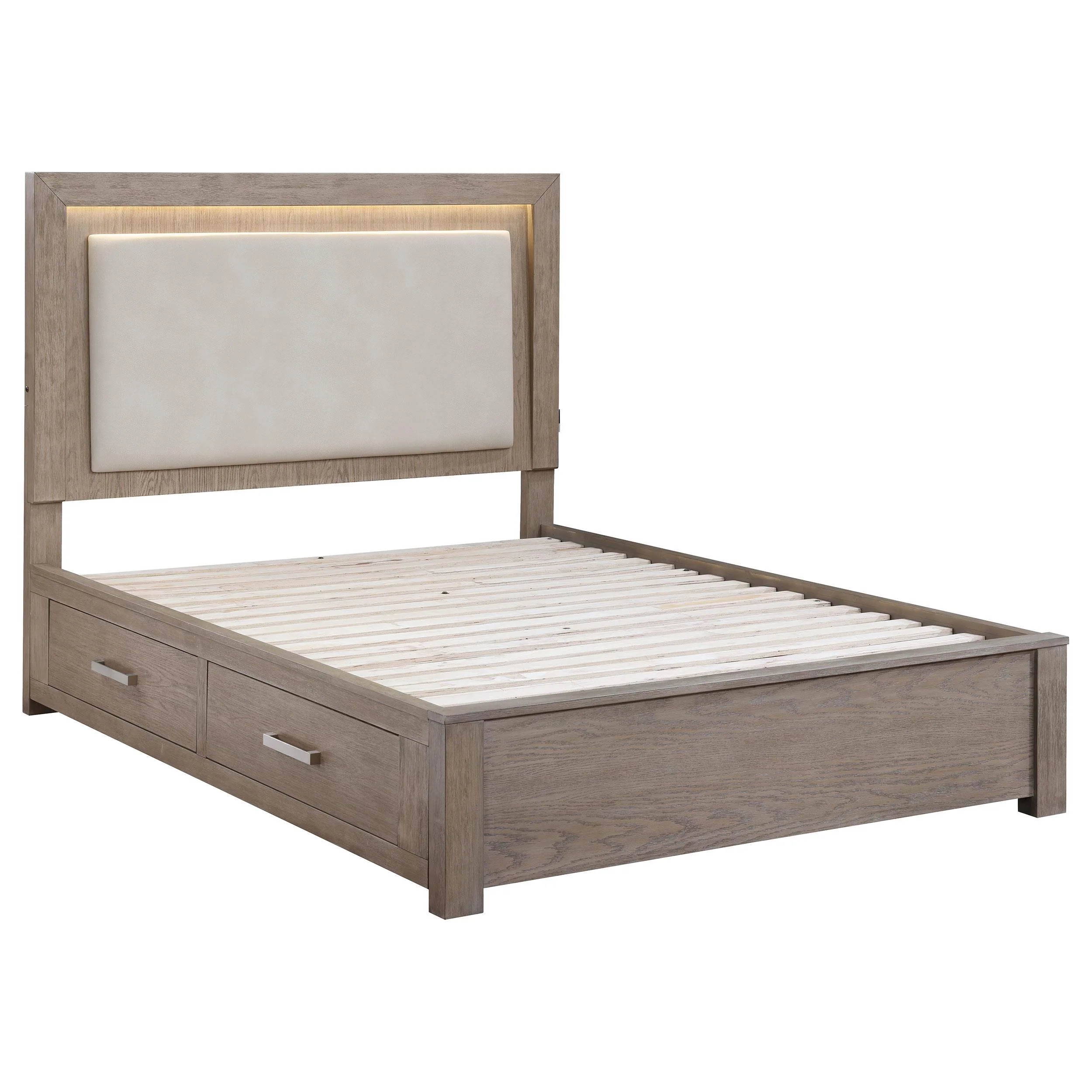 Coaster Furniture Kenora 224850KW 56-inch California King LED Storage Bed - Barley Brown - Image 1