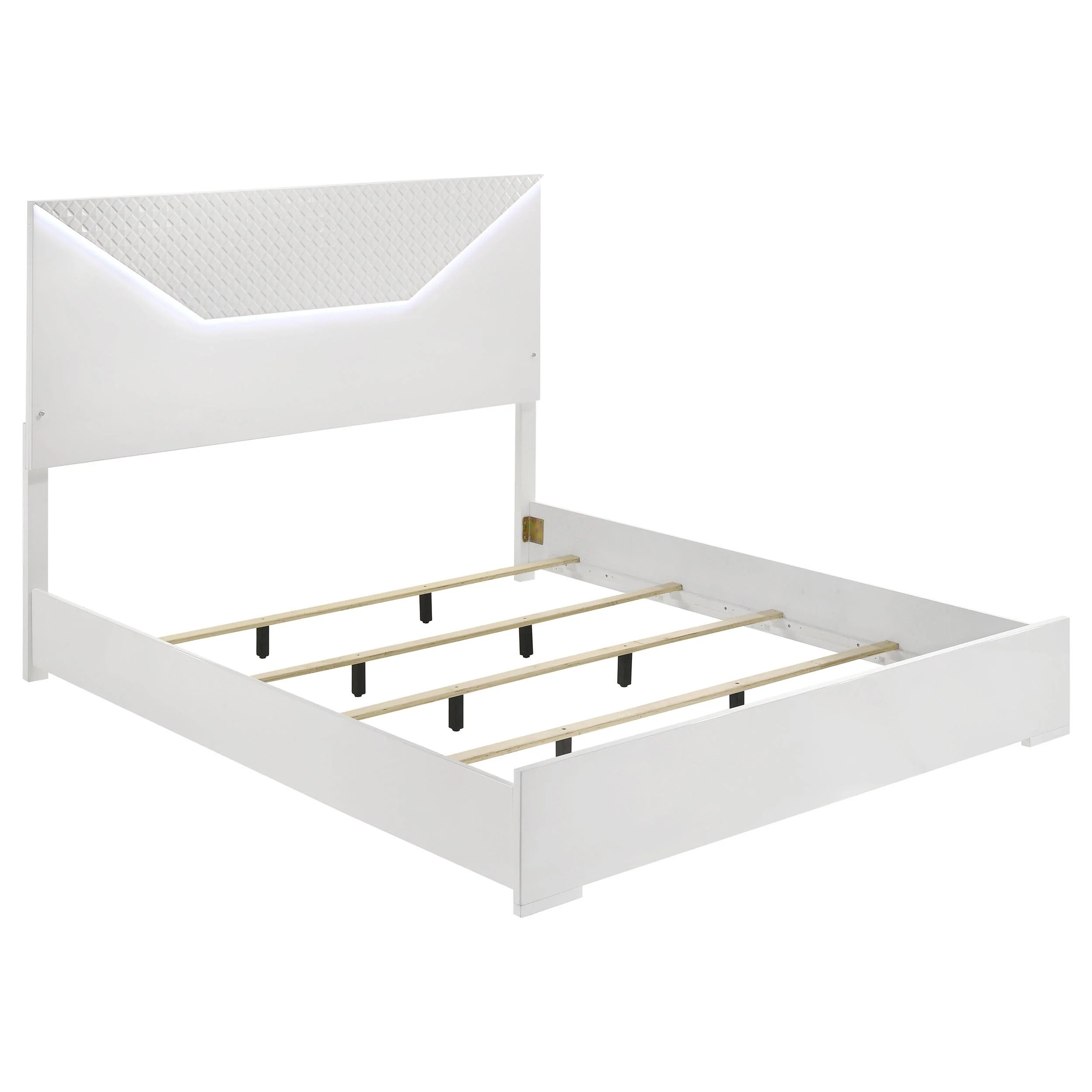 Coaster Furniture Ives 224941Q Queen Panel Bed LED Headboard - White High Gloss - Image 1