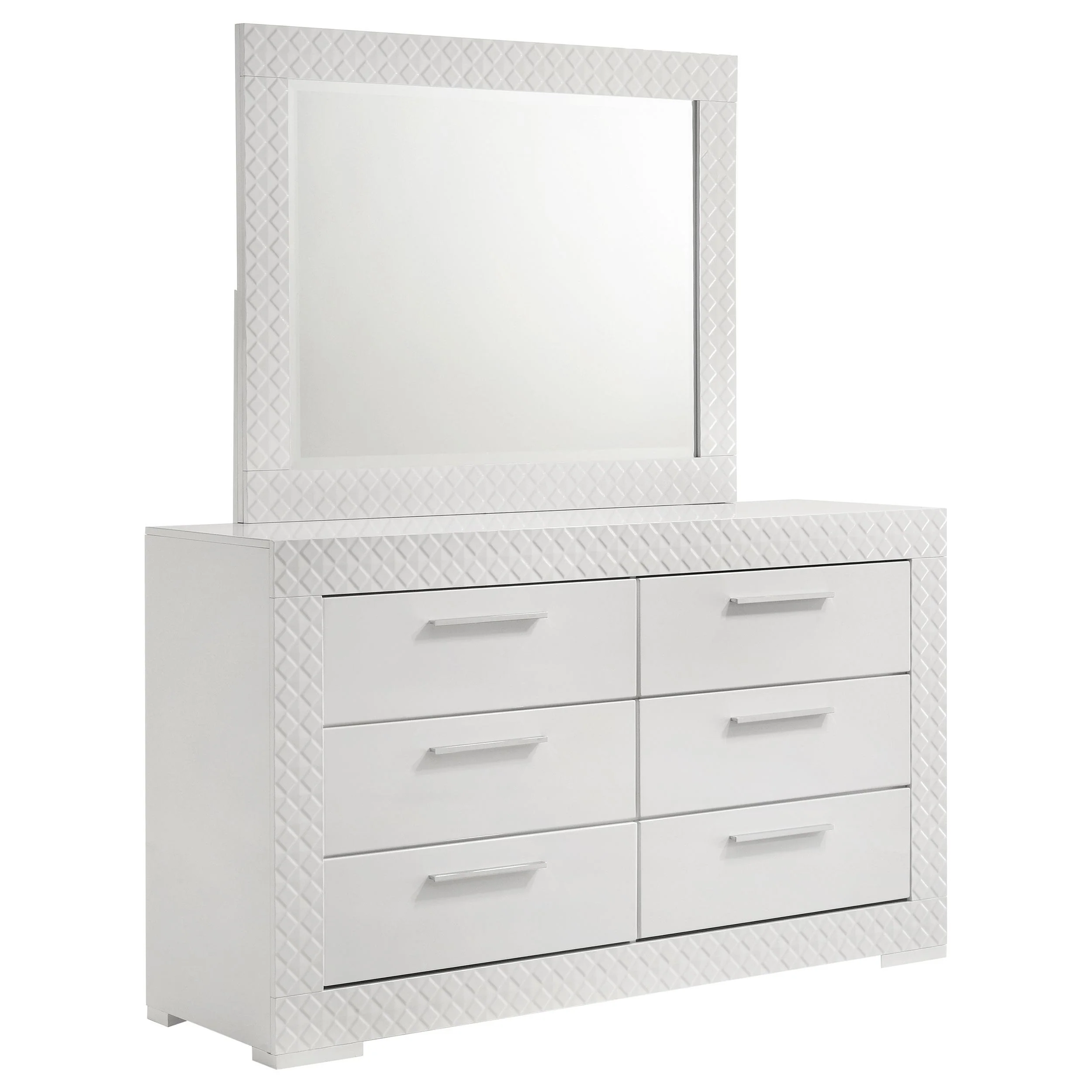 Coaster Furniture Ives 224943M 6-Drawer Dresser and Mirror - White High Gloss - Image 1