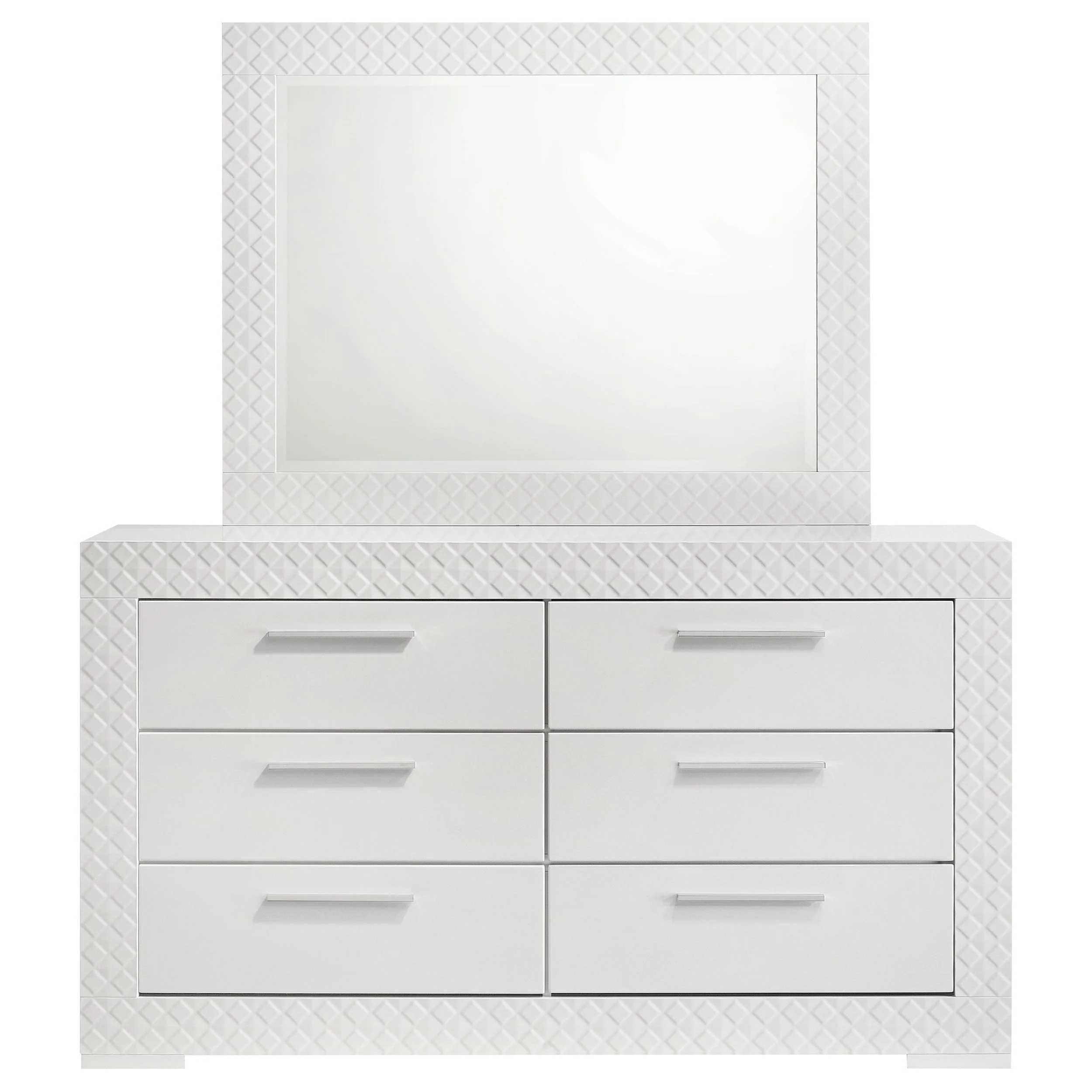 Coaster Furniture Ives 224943M 6-Drawer Dresser and Mirror - White High Gloss - Image 2