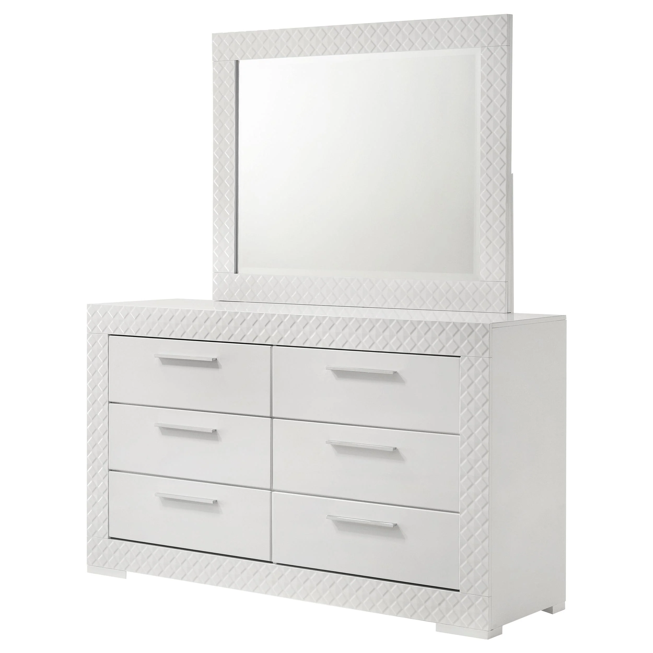 Coaster Furniture Ives 224943M 6-Drawer Dresser and Mirror - White High Gloss - Image 3