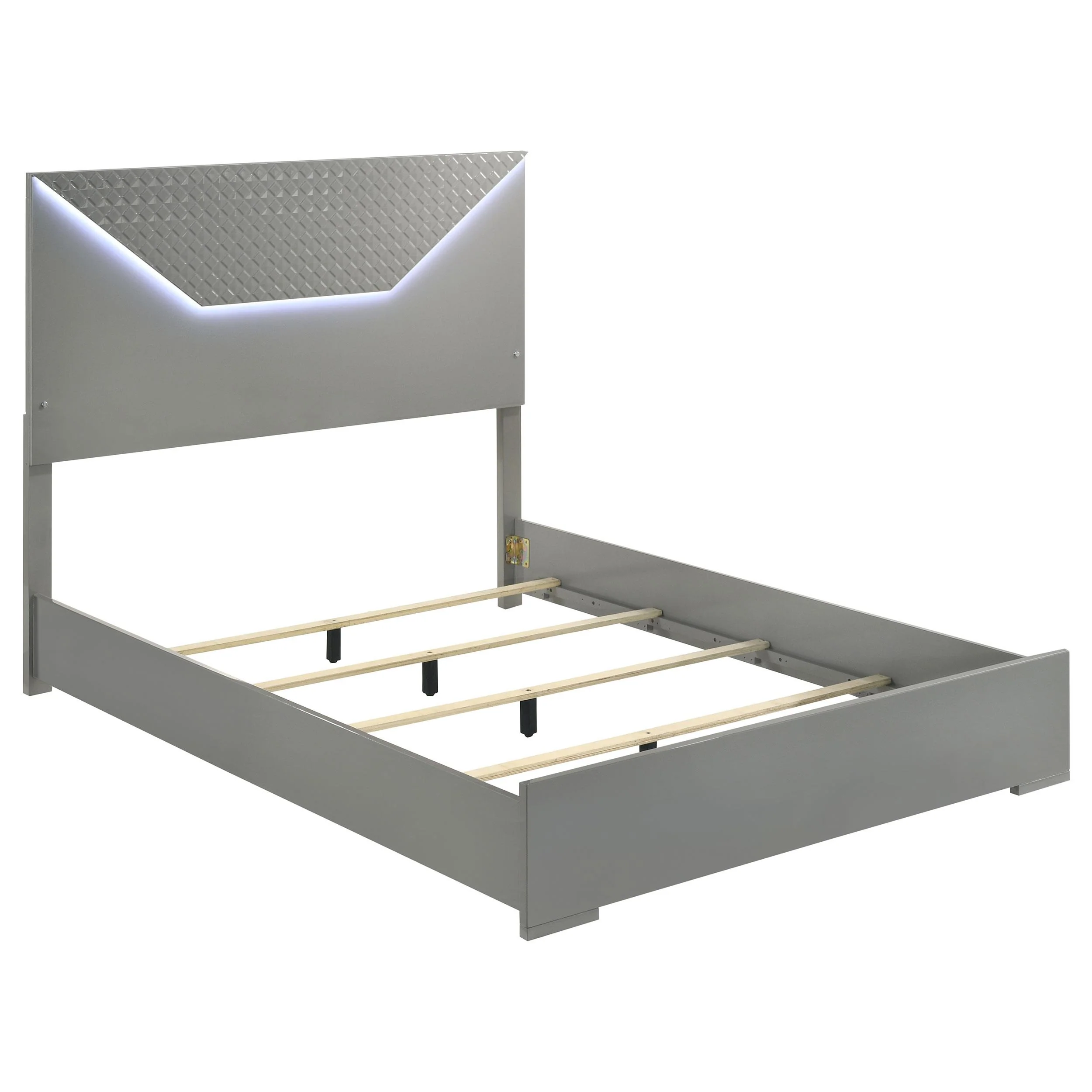 Coaster Furniture Ives 224971Q Queen Panel Bed LED Headboard - Grey High Gloss - Image 1