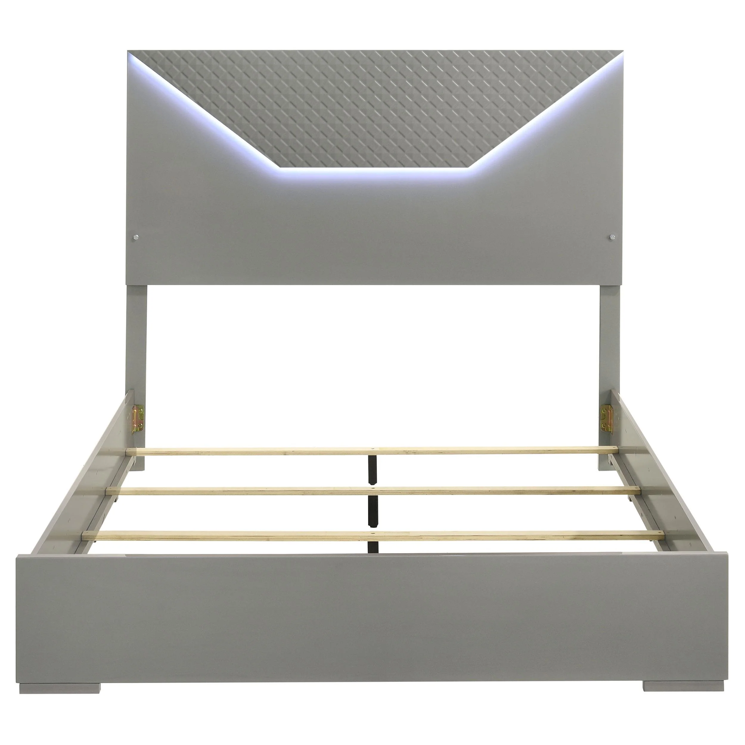 Coaster Furniture Ives 224971Q Queen Panel Bed LED Headboard - Grey High Gloss - Image 3
