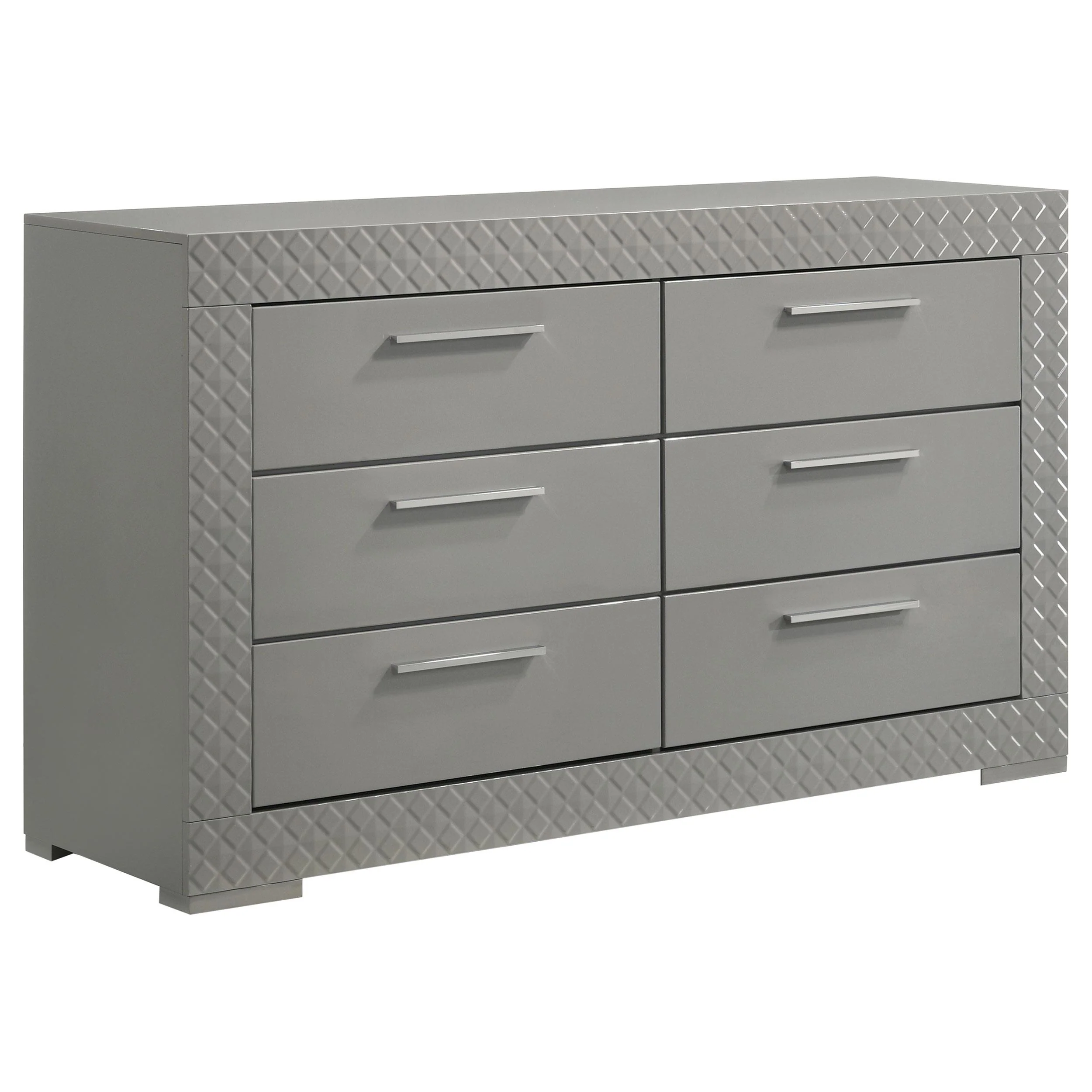 Coaster Furniture Ives 224973 6-Drawer Dresser Cabinet - Grey High Gloss - Image 1