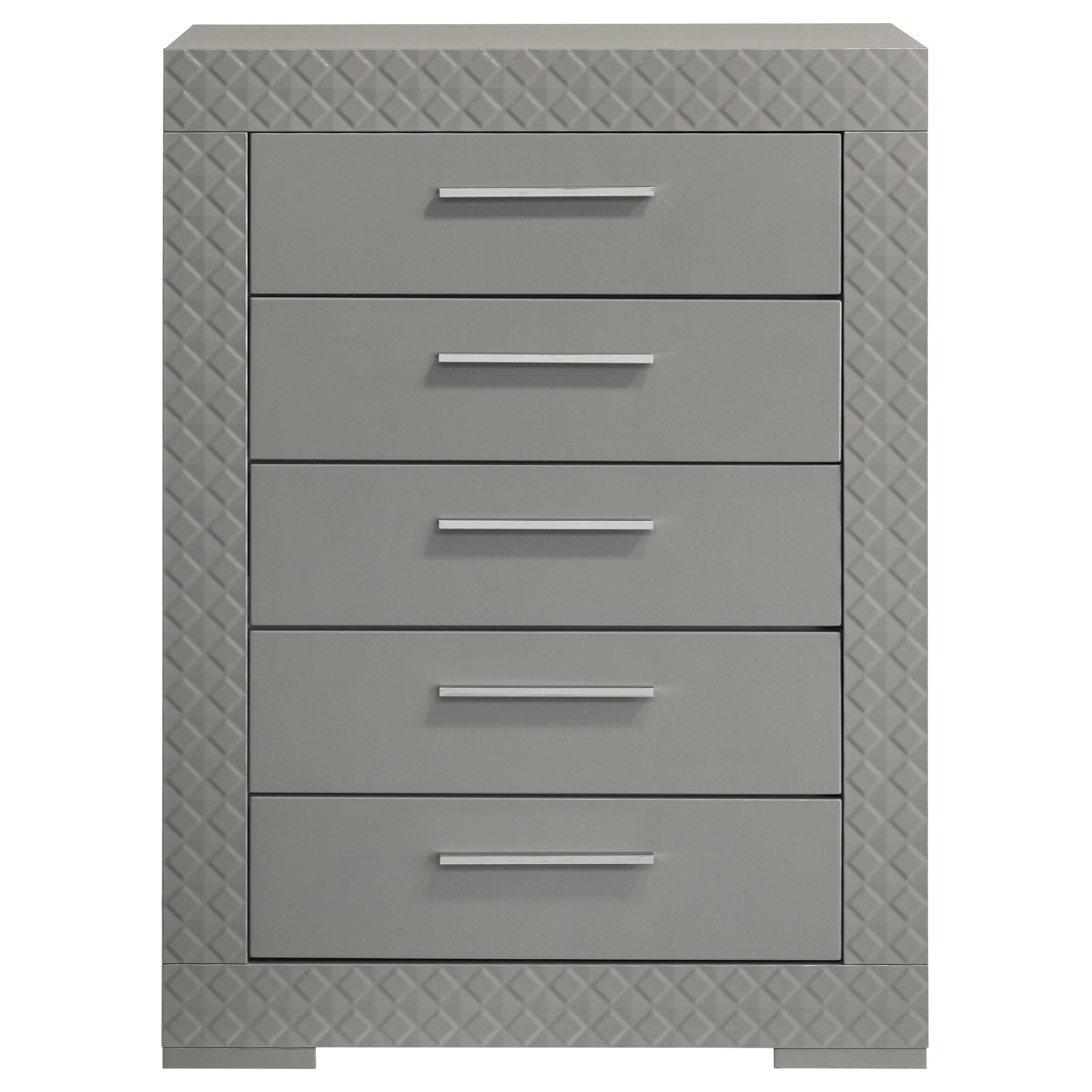 Coaster Furniture Ives 224975 5-Drawer Bedroom Chest of Drawers - Grey High Gloss - Image 2