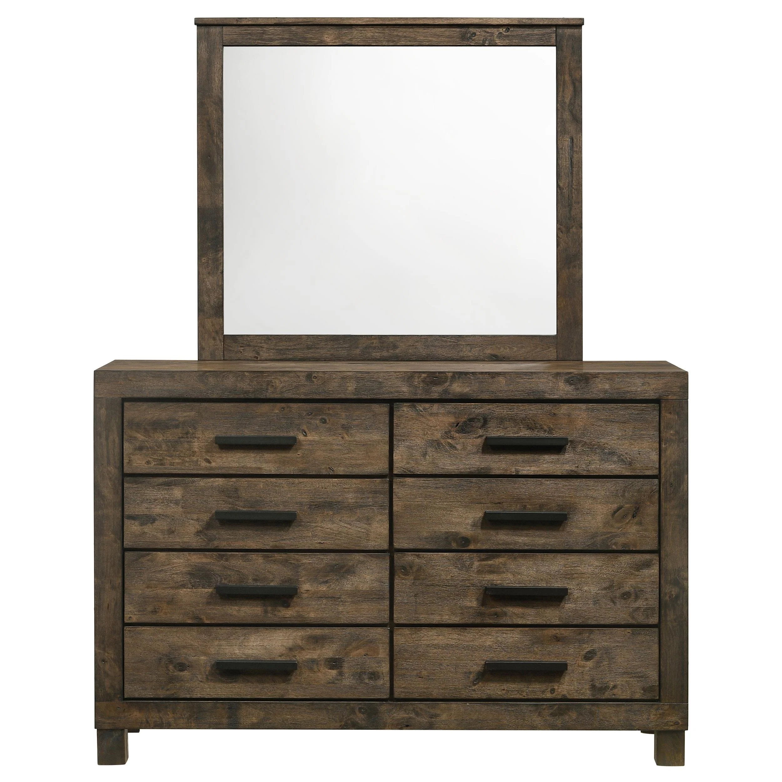 Coaster Furniture Woodmont 222633M 8-Drawer Dresser with Mirror - Rustic Golden Brown - Image 2