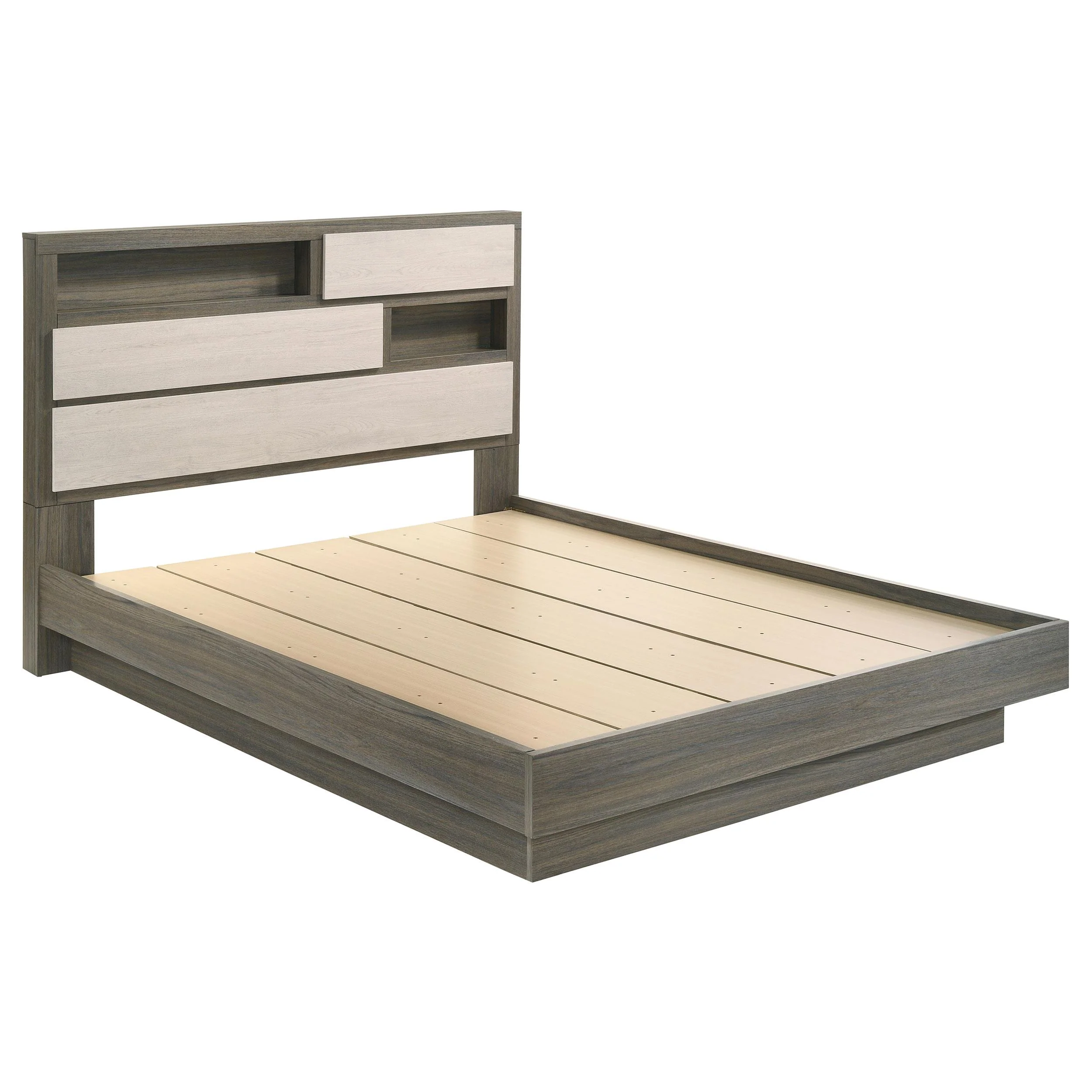 Coaster Furniture Fenwick 224981KW California King Bed Bookcase Headboard - Grey Oak - Image 1