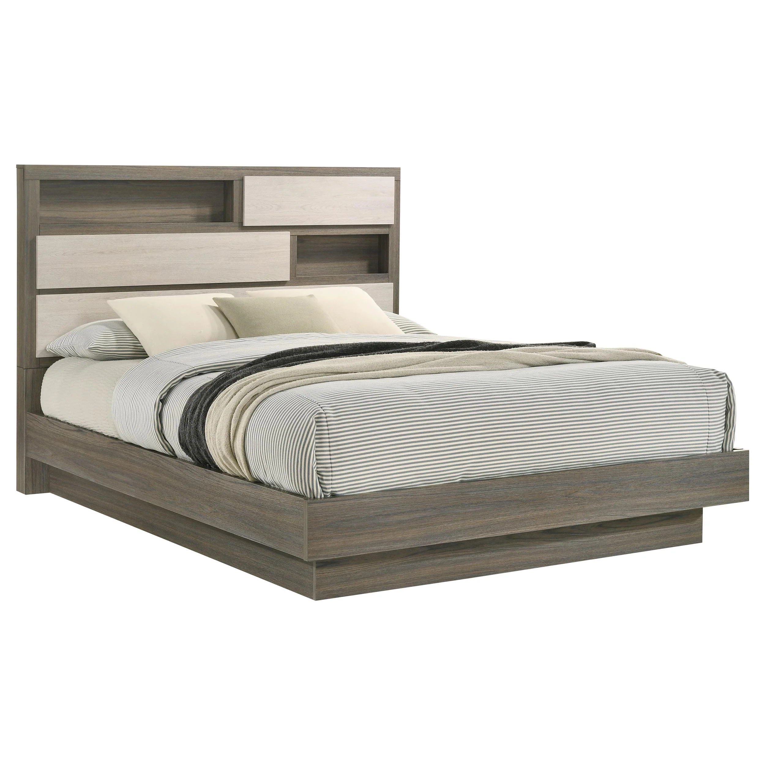 Coaster Furniture Fenwick 224981KW California King Bed Bookcase Headboard - Grey Oak - Image 2