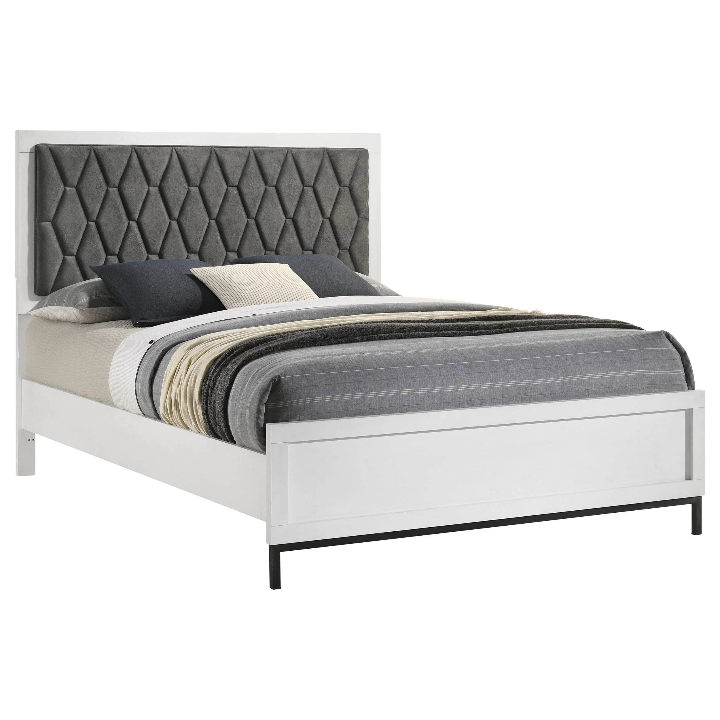 Coaster Furniture Sonora 224861Q Queen Upholstered Panel Bed - White - Image 2