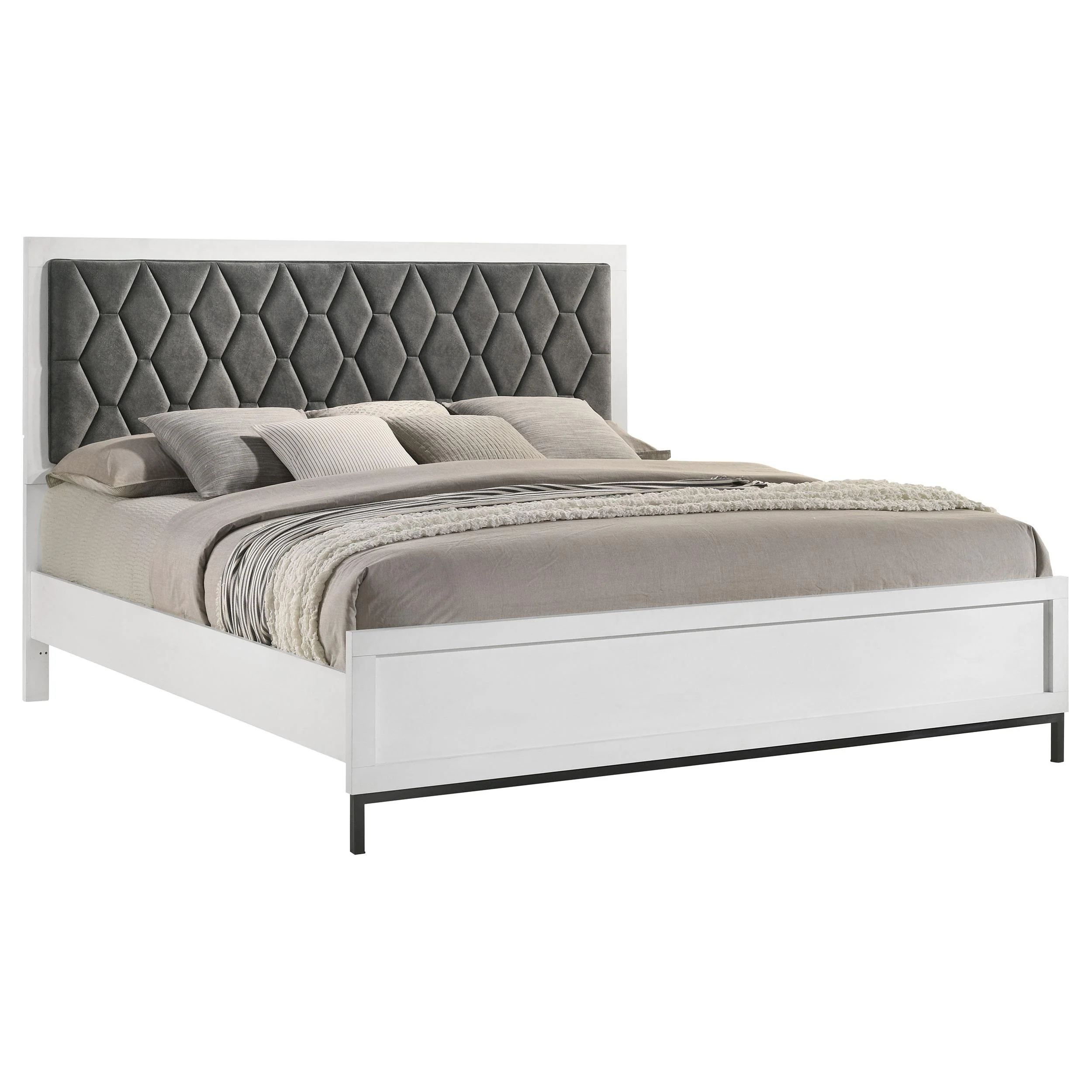 Coaster Furniture Sonora 224861KW California King Upholstered Panel Bed - White - Image 2