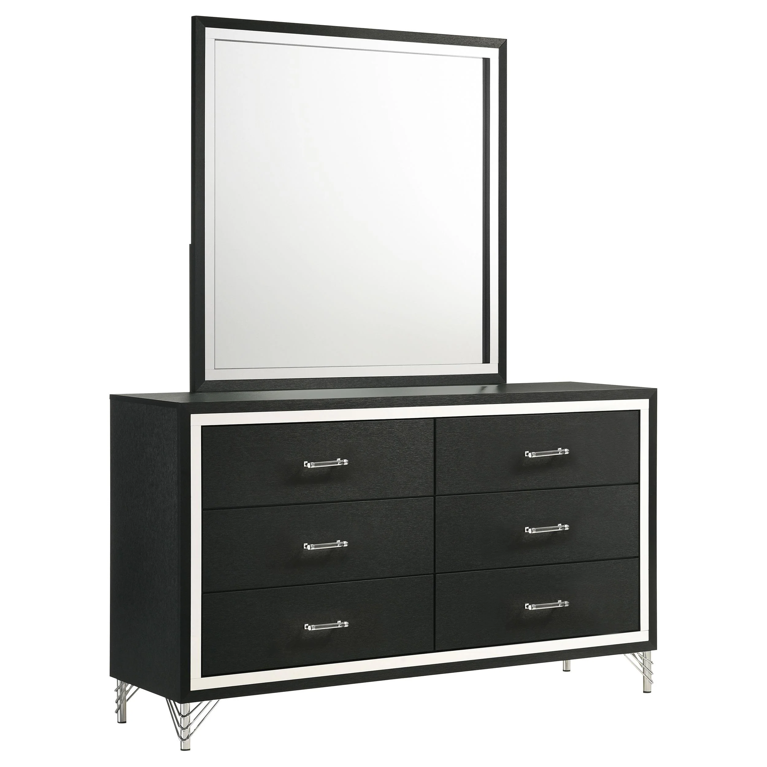 Coaster Furniture Lucia 224993M 6-Drawer Dresser and Mirror - Black - Image 1