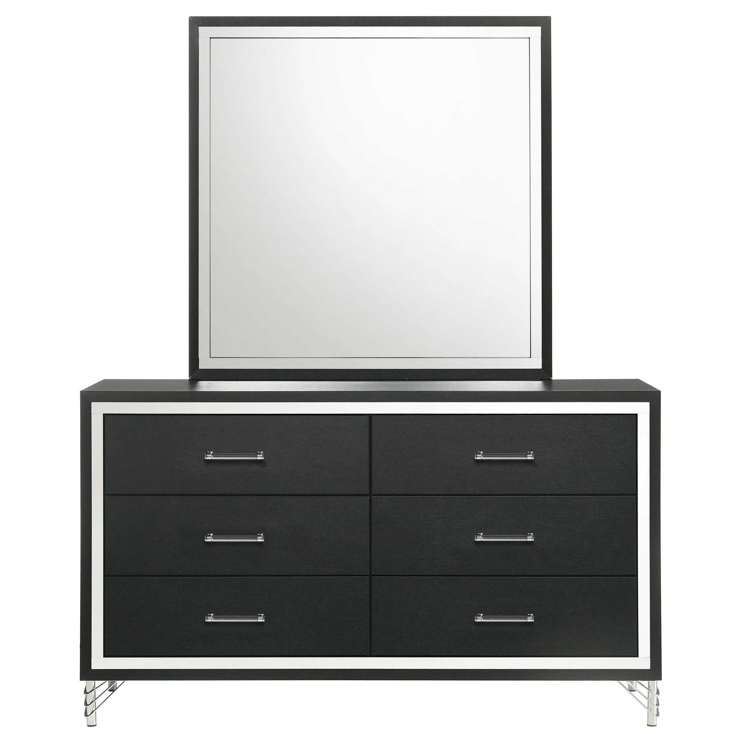Coaster Furniture Lucia 224993M 6-Drawer Dresser and Mirror - Black - Image 2
