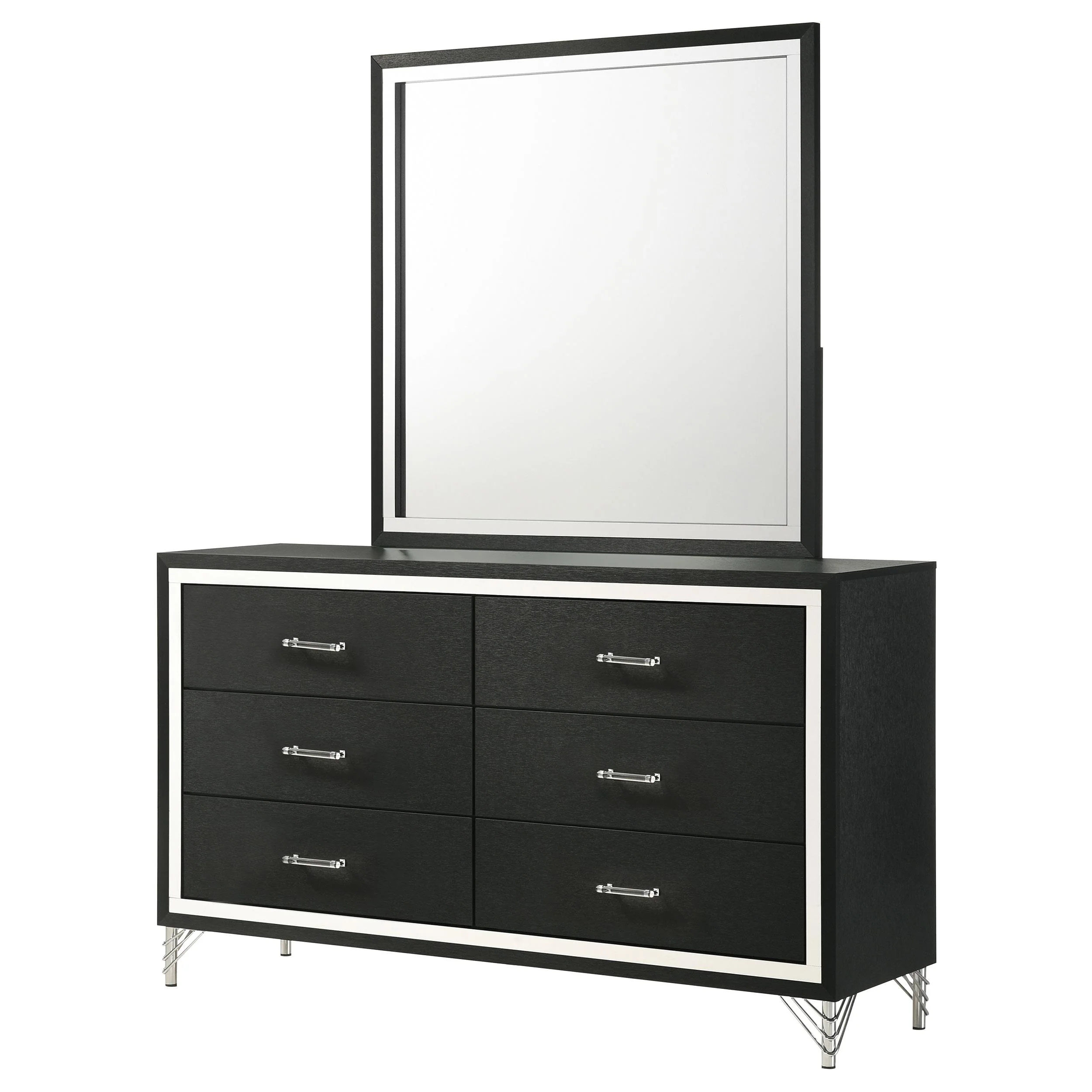Coaster Furniture Lucia 224993M 6-Drawer Dresser and Mirror - Black - Image 3