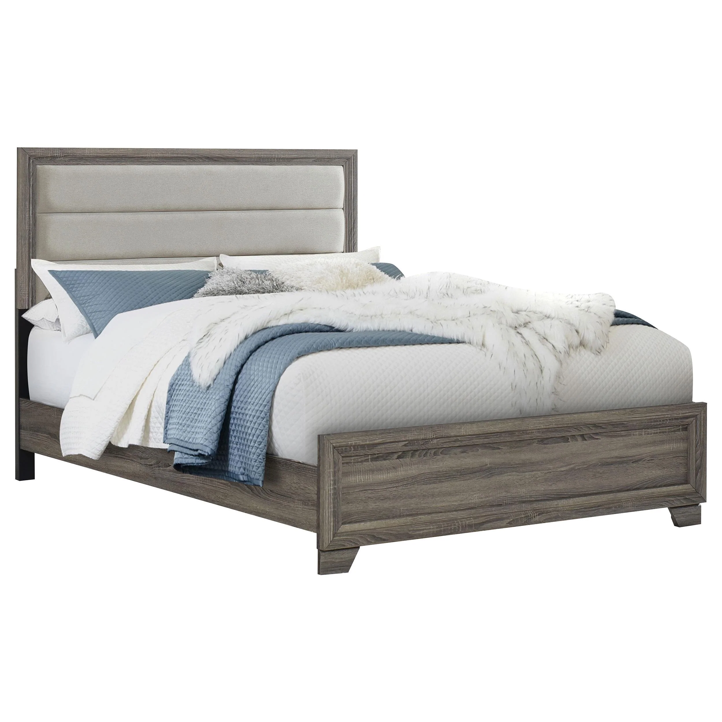 Coaster Furniture Wright 223341KW 52-inch Upholstered California King Bed - Brown Oak - Image 2