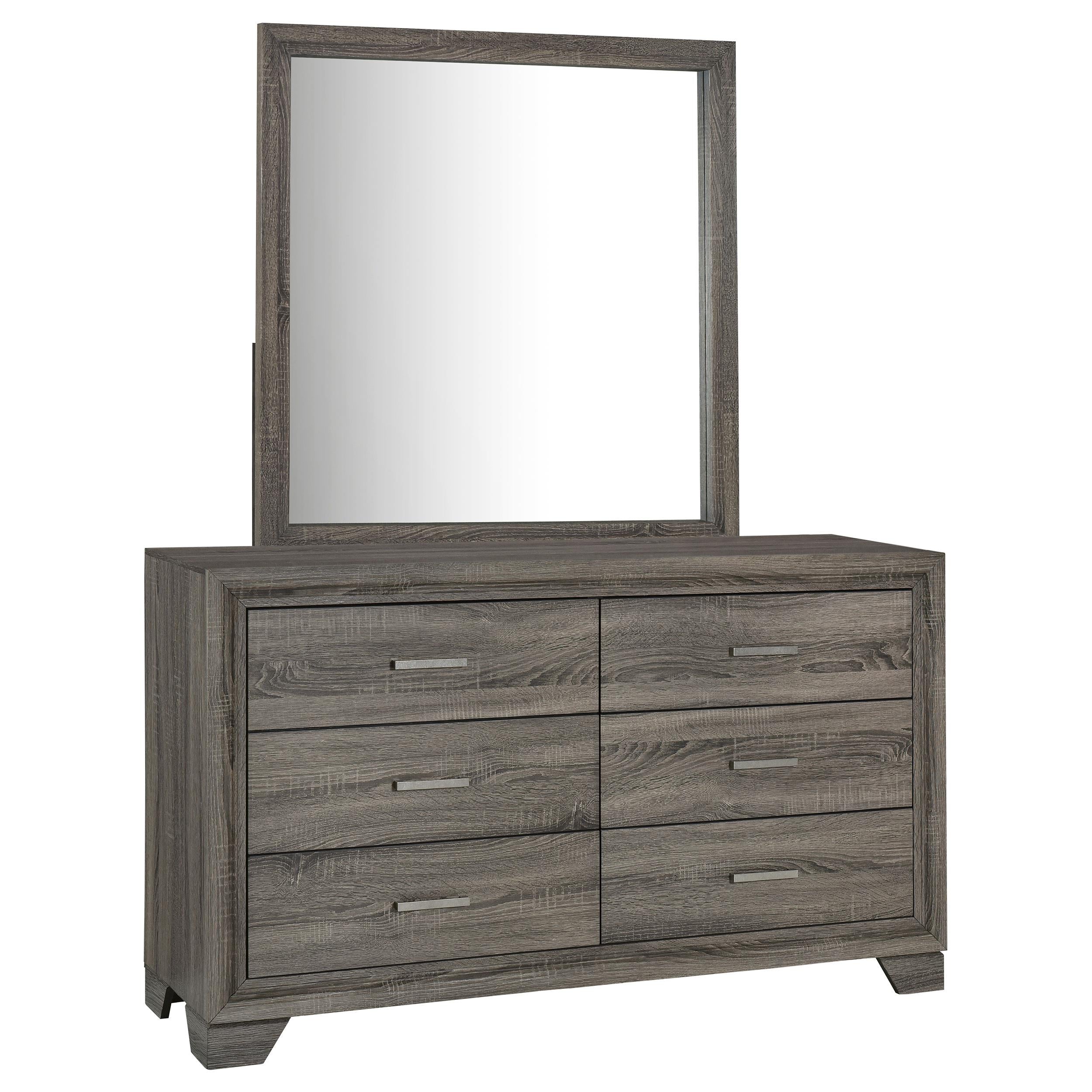 Coaster Furniture Wright 223343M 6-Drawer Dresser and Mirror - Brown Oak - Image 1
