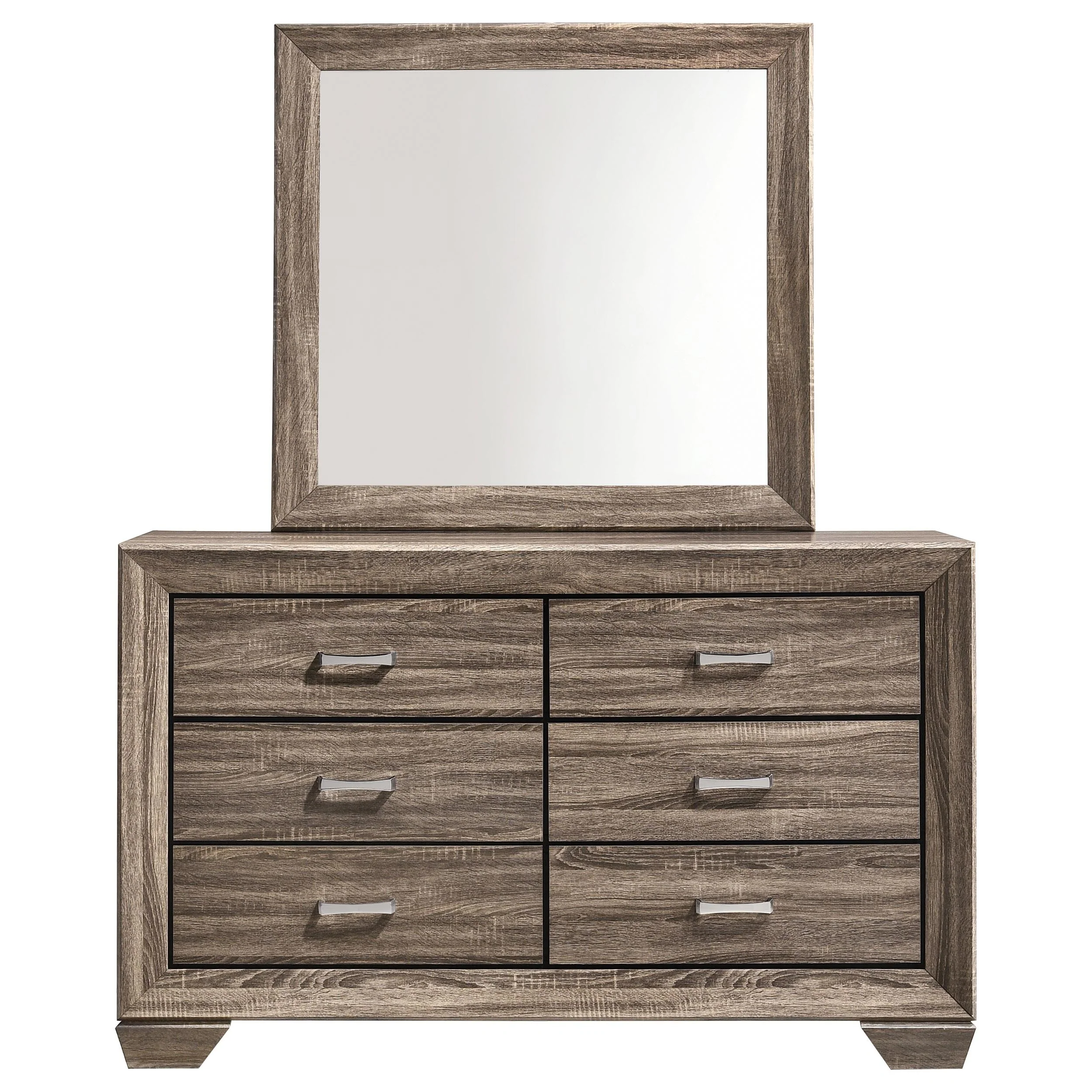 Coaster Furniture Kauffman 204193M 6-Drawer Dresser with Mirror - Washed Taupe - Image 2
