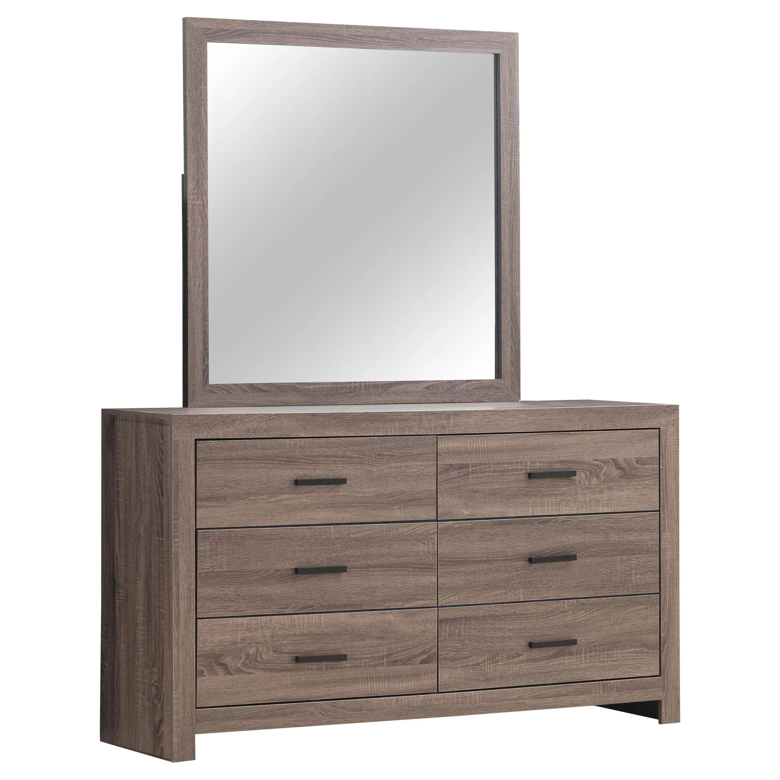 Coaster Furniture Brantford 207043M 6-Drawer Dresser with Mirror - Barrel Oak - Image 1