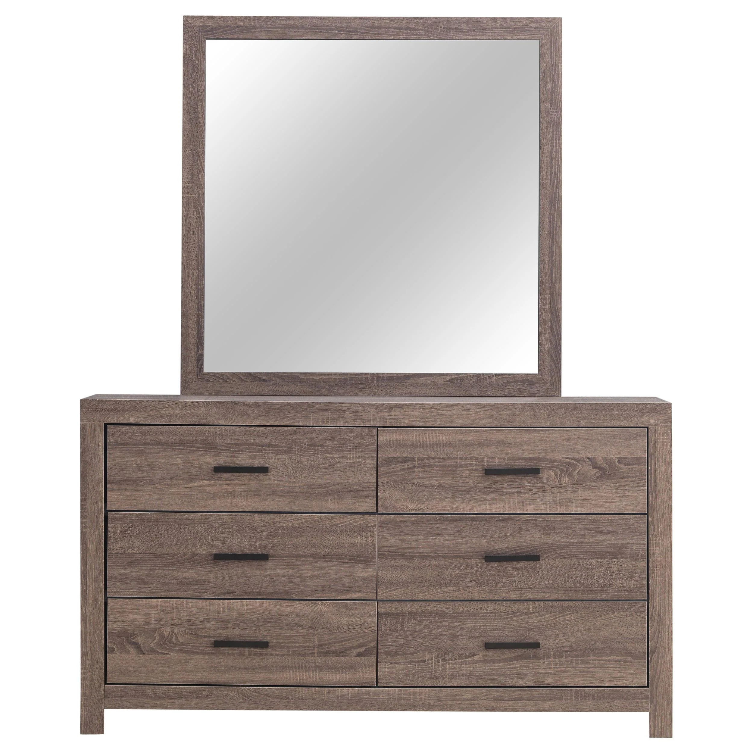 Coaster Furniture Brantford 207043M 6-Drawer Dresser with Mirror - Barrel Oak - Image 2