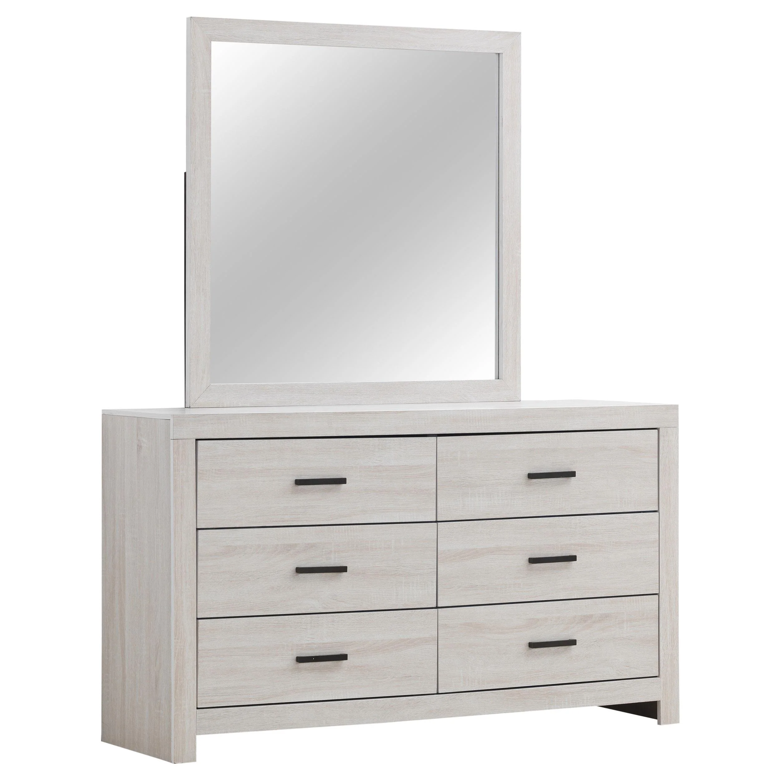 Coaster Furniture Brantford 207053M 6-Drawer Dresser with Mirror - Coastal White - Image 1