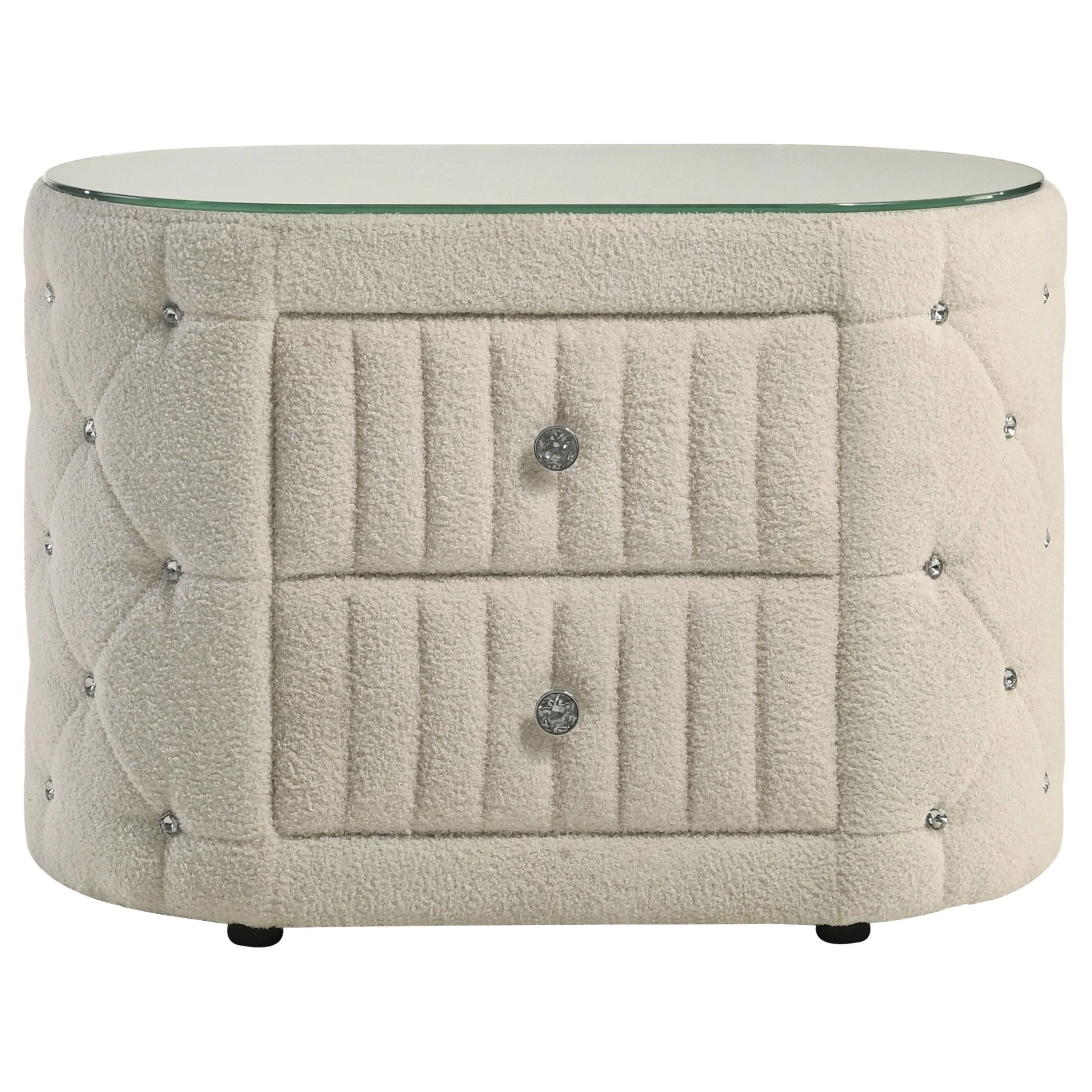 Coaster Furniture Sonya 360112 2-Drawer Upholstered Nightstand Bedside Table - Ivory - Image 1